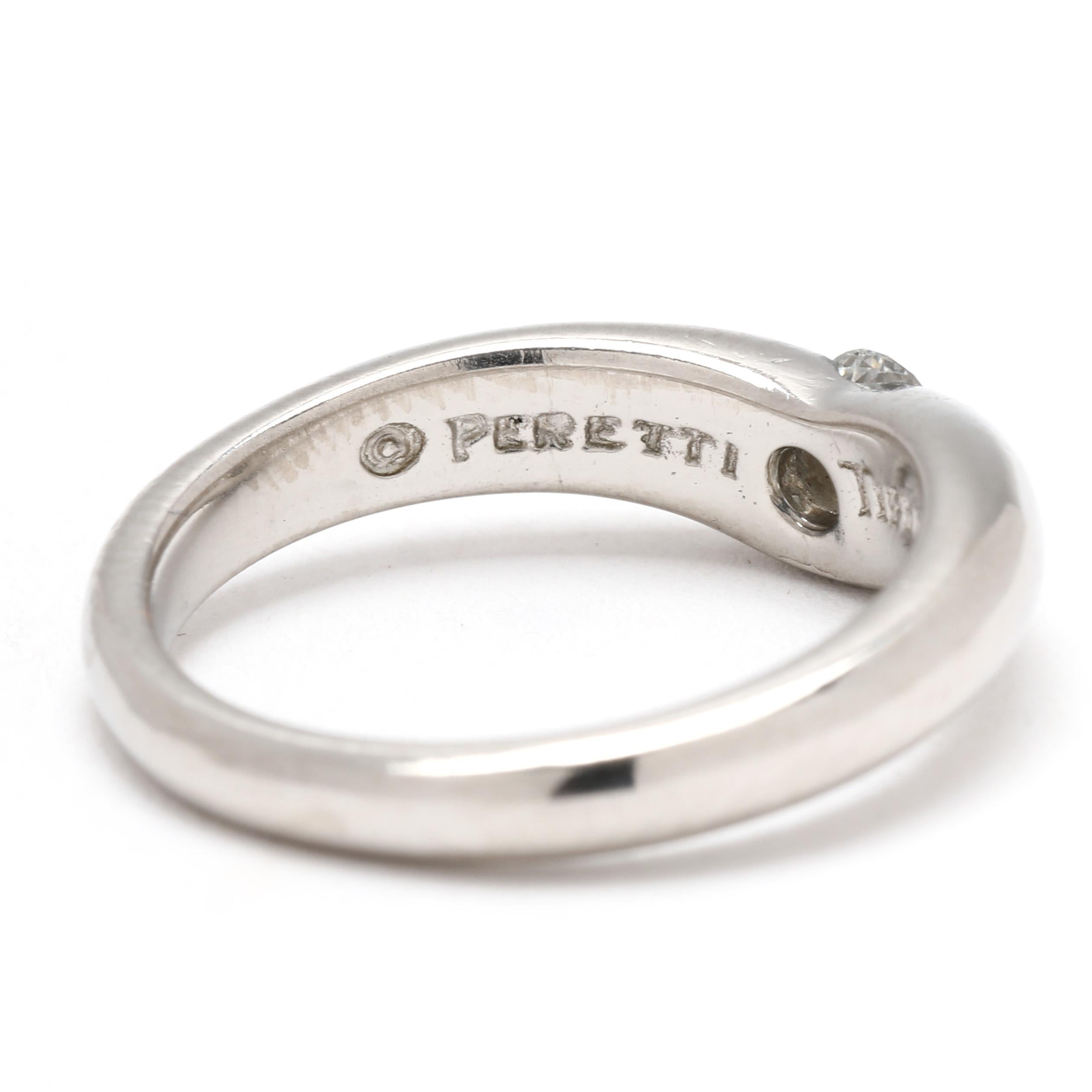 Anillos Tiffany & Co Elsa Peretti con banda apilada de diamantes, platino, talla 5 en venta 3