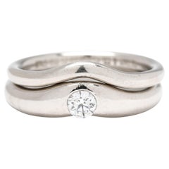 Tiffany & Co Elsa Peretti Diamond Stacked Band Rings, Platinum, Ring Size 5