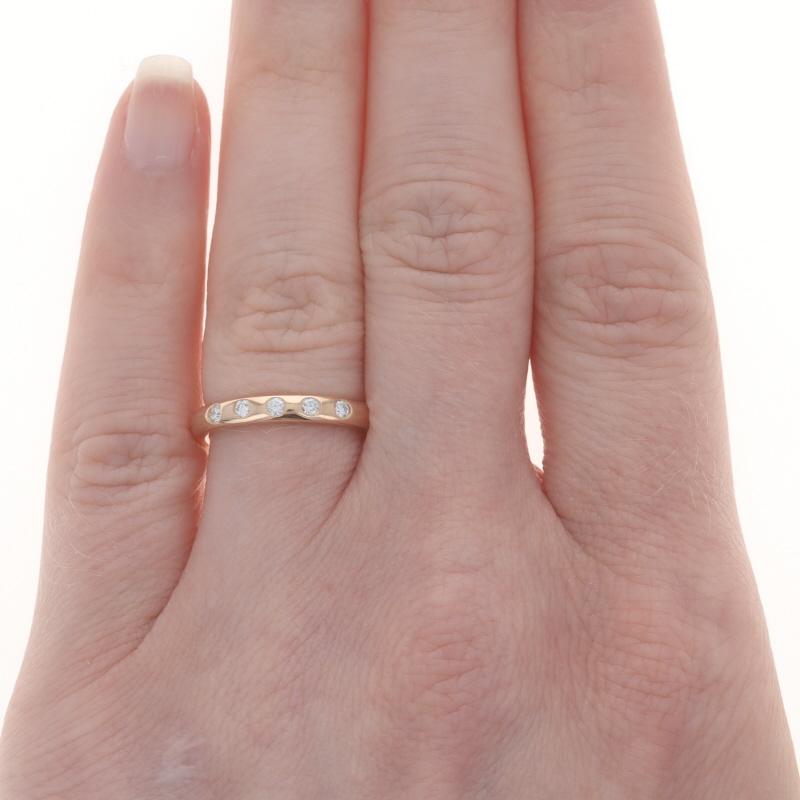 Retail Price: $1550

Size: 4 1/2

Brand: Tiffany & Co.
Designer: Elsa Peretti
Design:  Stacking Band

Metal Content: 18k Rose Gold

Stone Information

Natural Diamonds
Carat(s): .10ctw
Cut: Round Brilliant
Color: E - F
Clarity: VS1 - VS2

Total