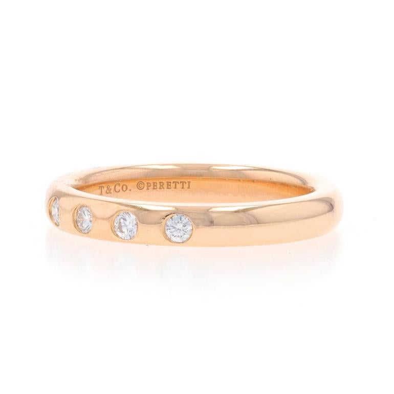 Round Cut Tiffany & Co. Elsa Peretti Diamond Stacking Band Rose Gold 18k .10ctw Ring 4 1/2 For Sale