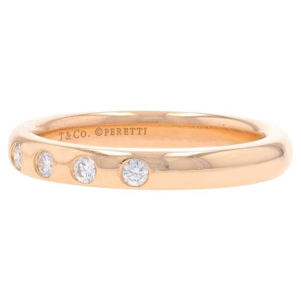 Tiffany & Co. Elsa Peretti Diamond Stacking Band Rose Gold 18k .10ctw Ring 4 1/2 For Sale