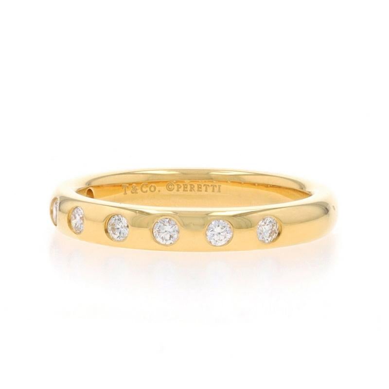 Round Cut Tiffany & Co. Elsa Peretti Diamond Stacking Band Yellow Gold 18k .16ctwRing4 1/2