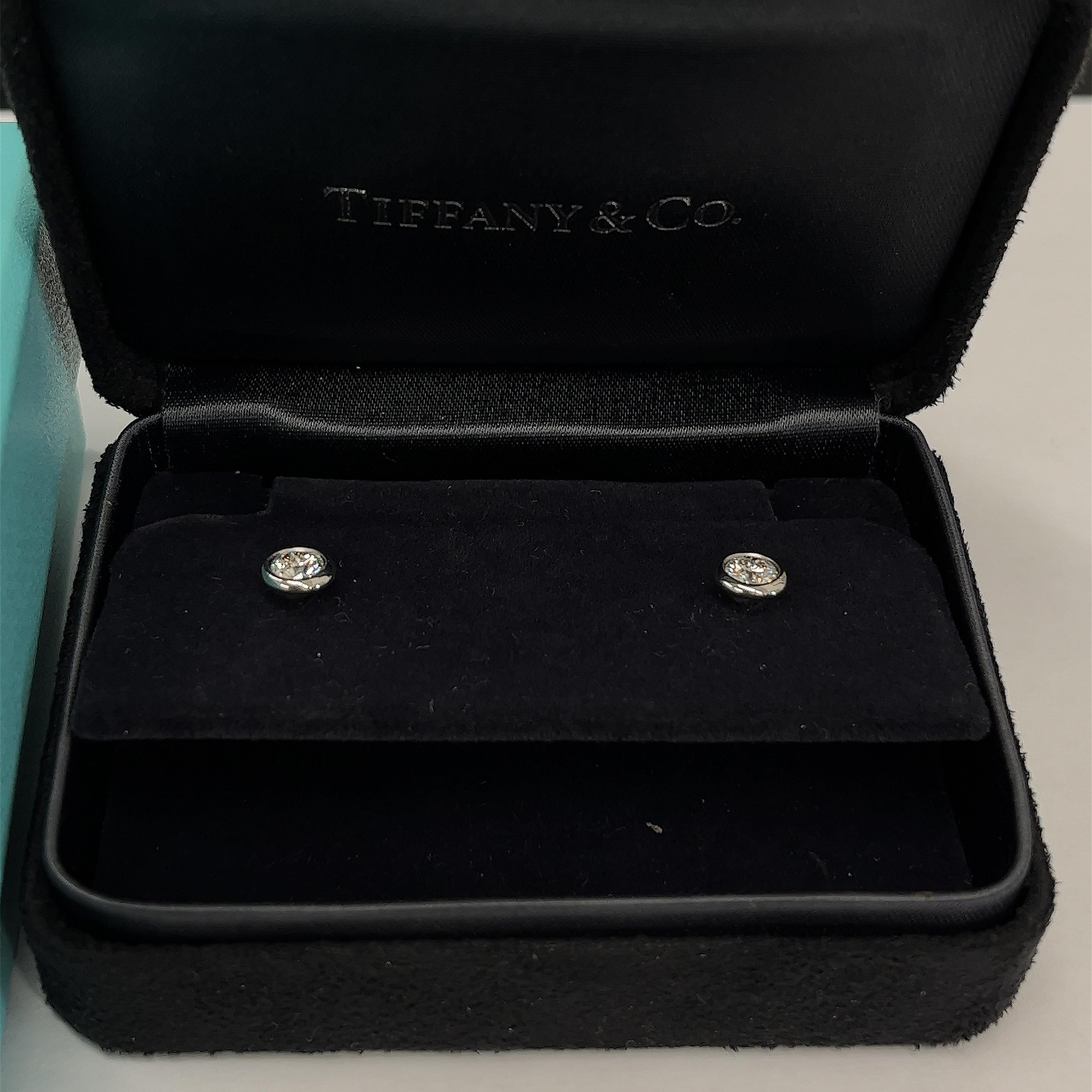 Round Cut Tiffany & Co. Elsa Peretti Diamond Studs, 0.60ct Total Diamond Weight For Sale