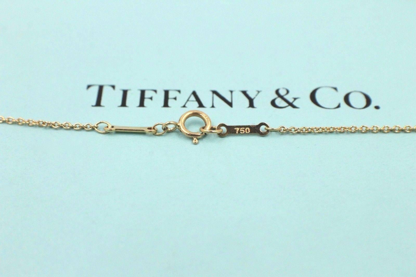 Round Cut Tiffany & Co. Elsa Peretti Diamond Teardrop Necklace 18 Karat Yellow Gold