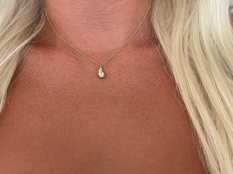 Tiffany and Co Elsa Peretti Diamond Teardrop Pendant and Chain in 18k ...