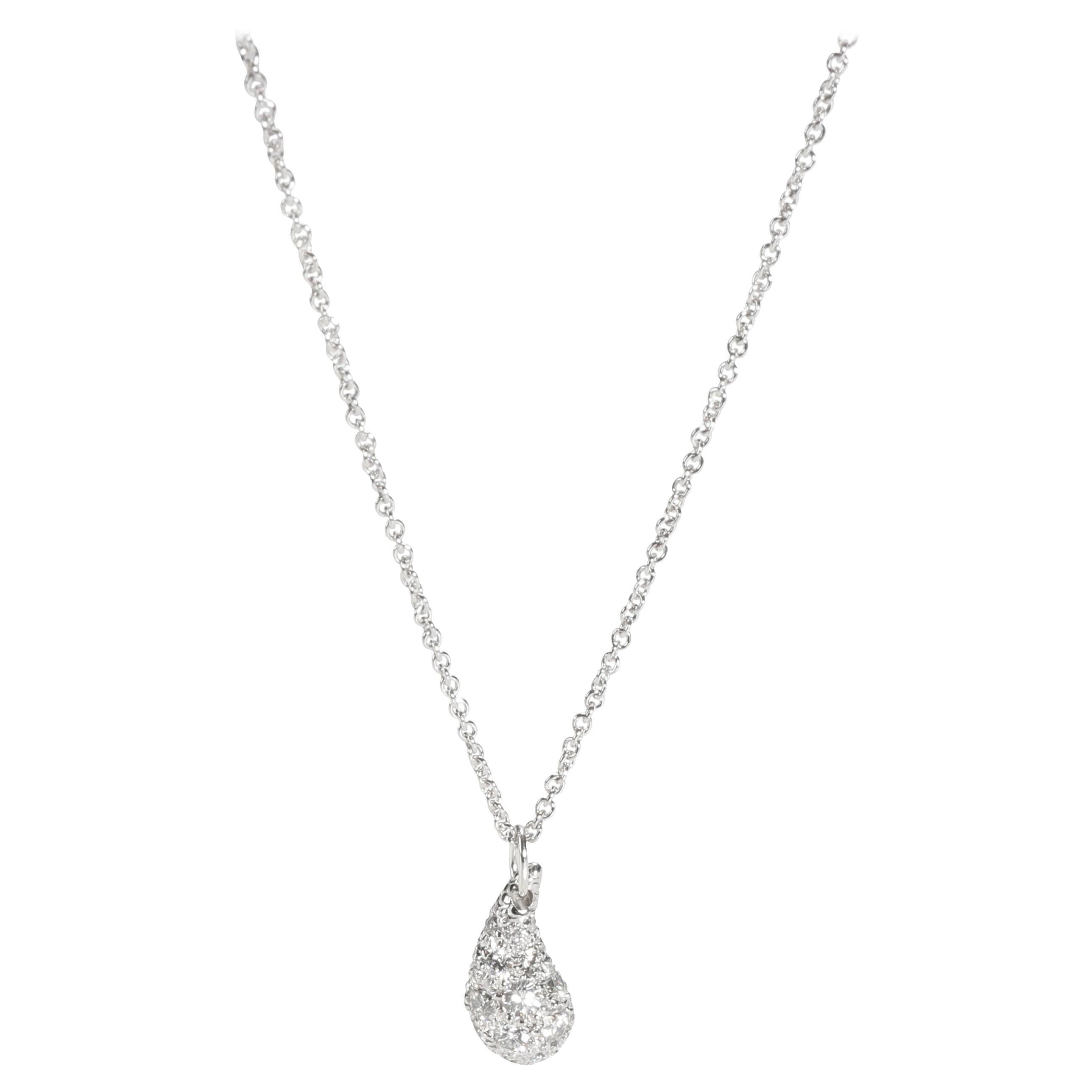 Tiffany & Co. Elsa Peretti Pendentif goutte d'eau en platine et diamants 0,75 carat poids total en vente