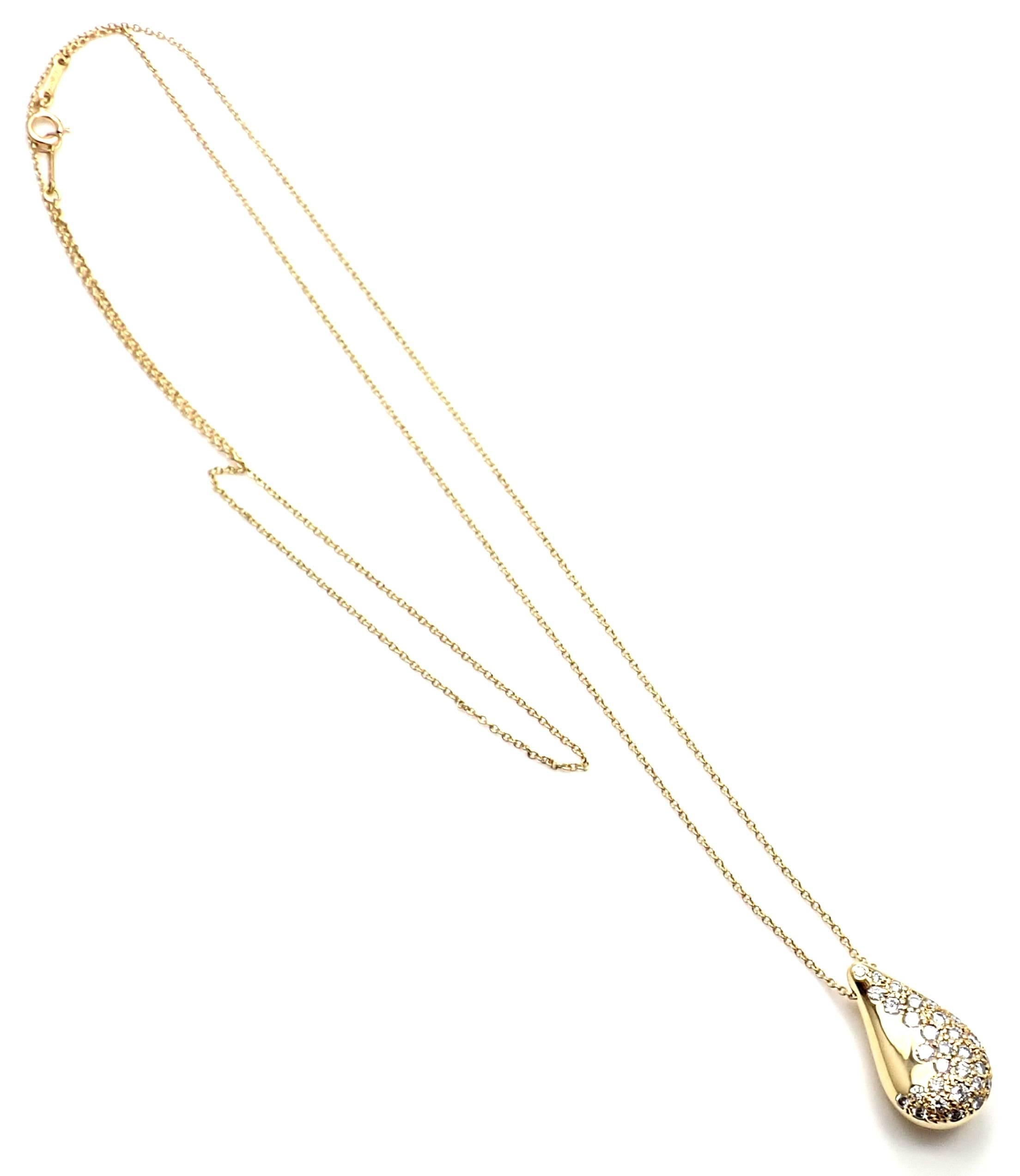 Tiffany & Co. Elsa Peretti Diamond Teardrop Yellow Gold Pendant Necklace 5