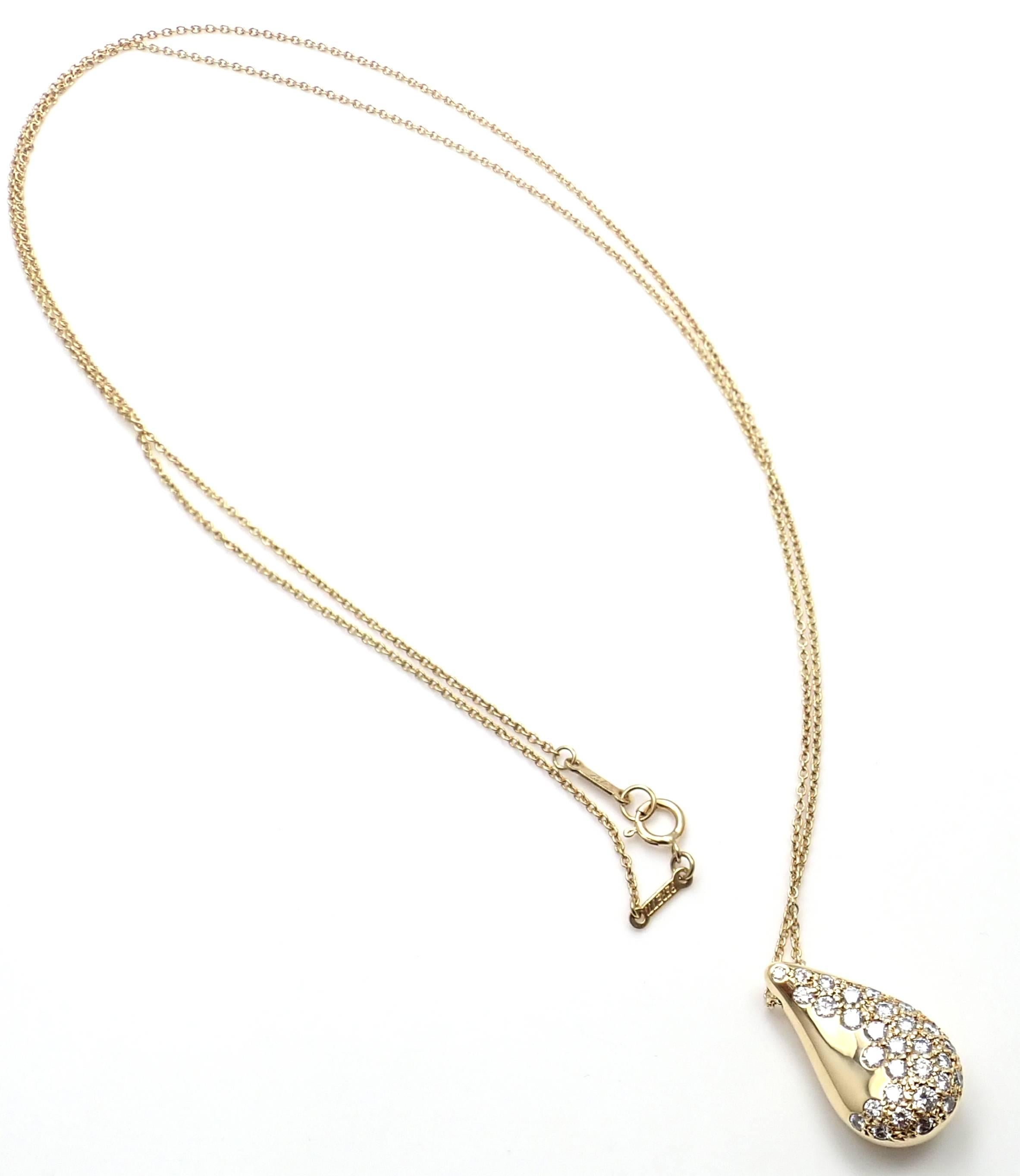 Tiffany & Co. Elsa Peretti Diamond Teardrop Yellow Gold Pendant Necklace 2
