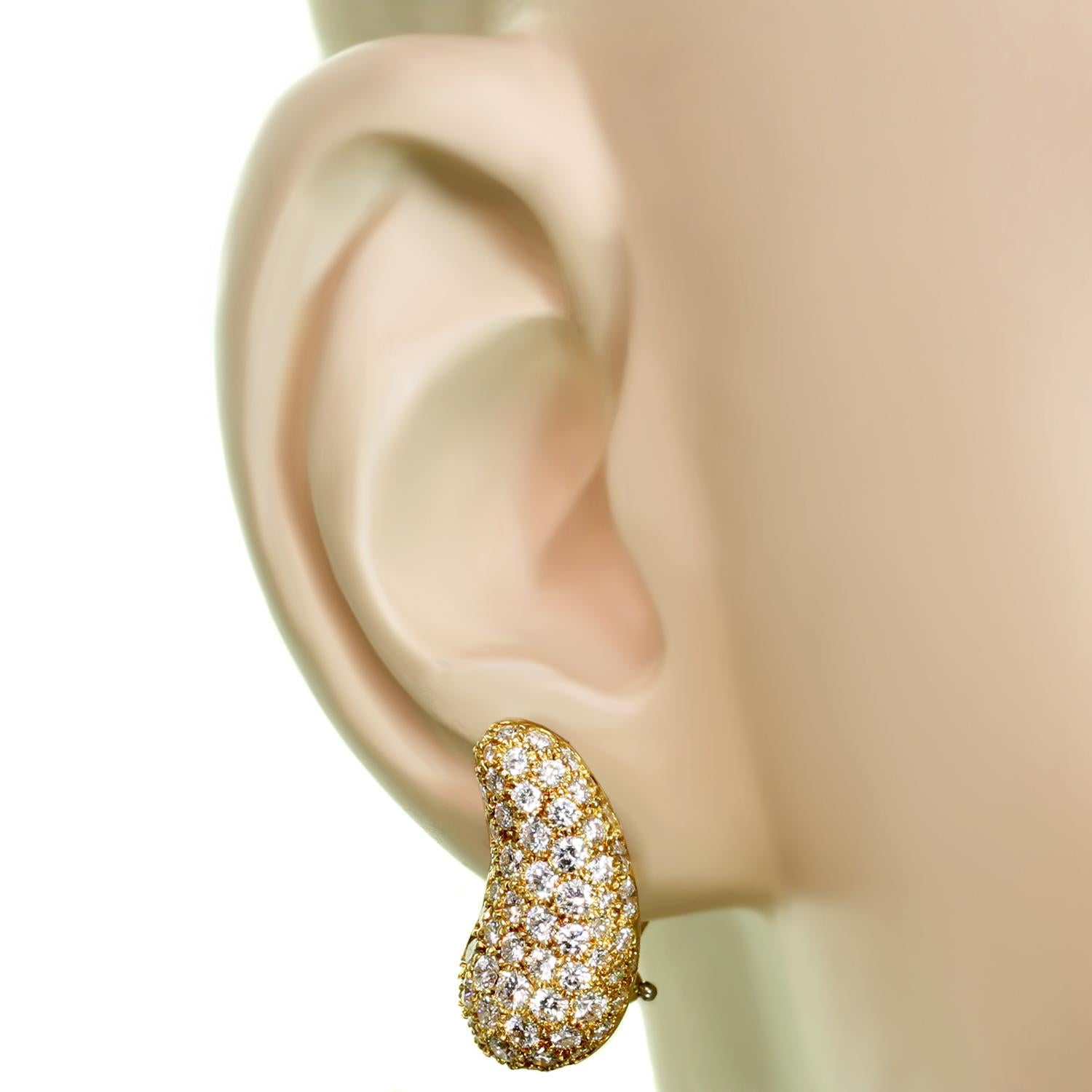 Women's Tiffany & Co. Elsa Peretti Diamond Yellow Gold Clip-On Bean Earrings