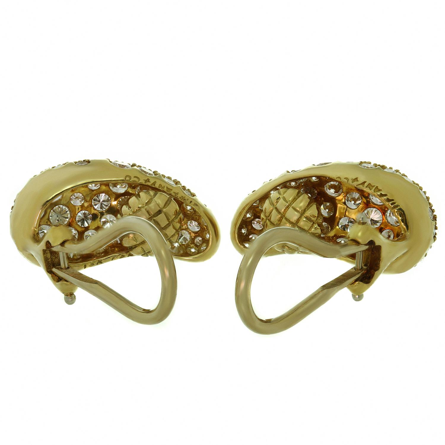 Tiffany & Co. Elsa Peretti Diamond Yellow Gold Clip-On Bean Earrings 1