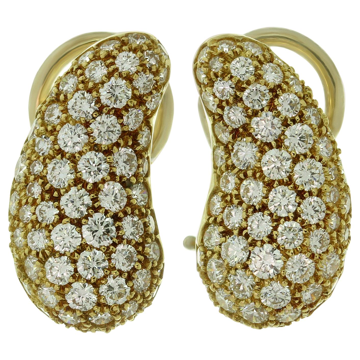 Tiffany & Co. Elsa Peretti Diamond Yellow Gold Clip-On Bean Earrings