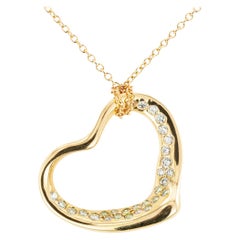 Tiffany & Co. Elsa Peretti Diamond Yellow Gold Heart Pendant