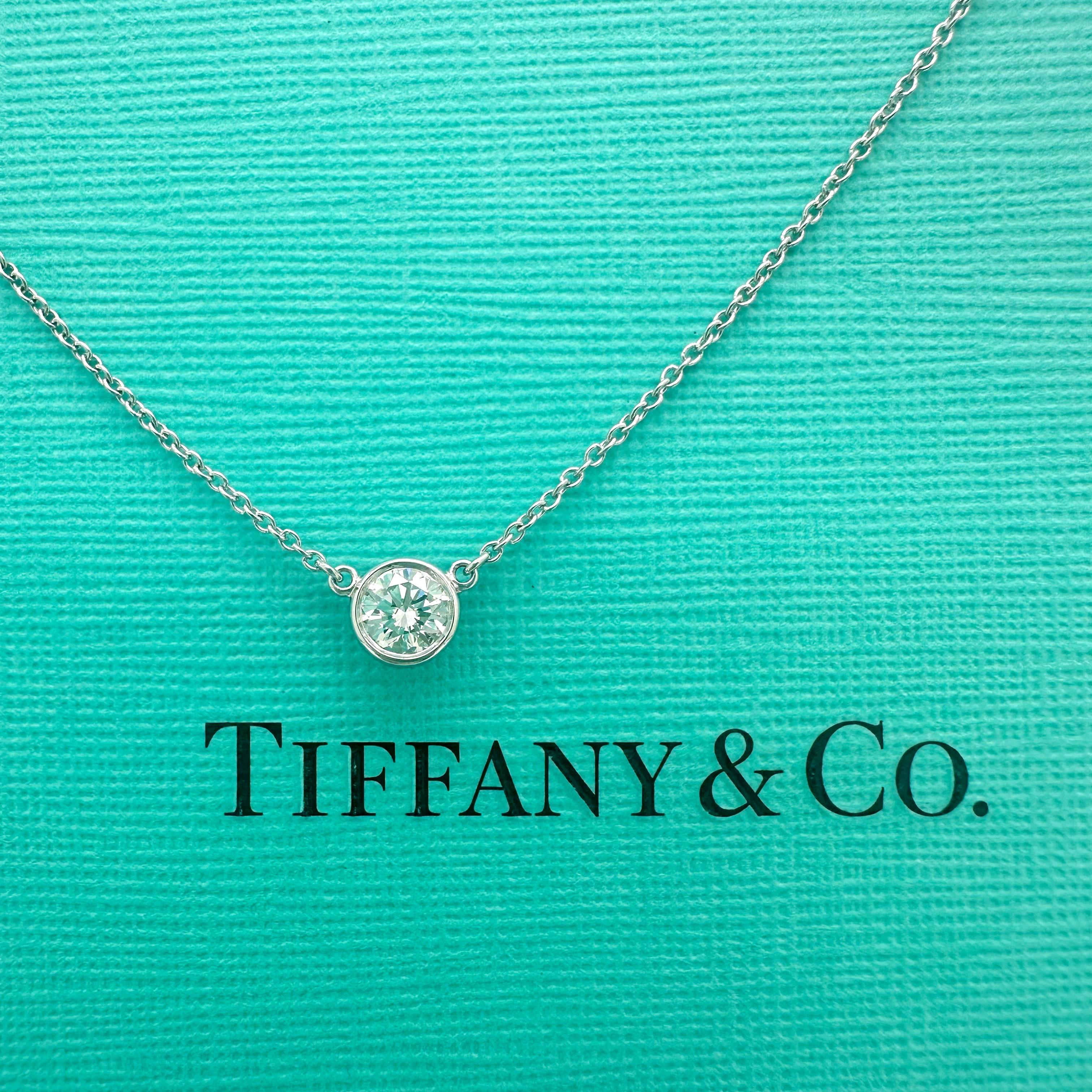 Taille ronde Tiffany & Co. Elsa Peretti Diamonds by the Yard Pendentif en platine avec diamants 0,37 carat en vente
