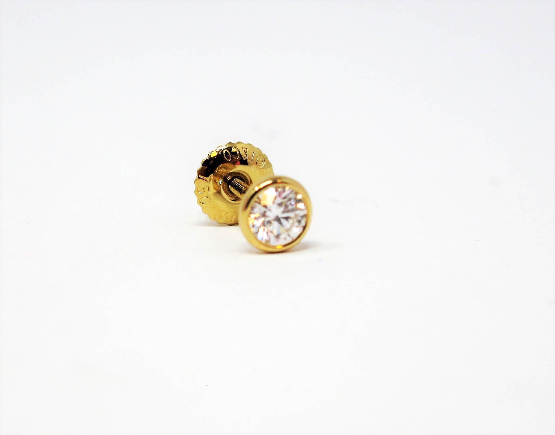 Women's or Men's Tiffany & Co. Elsa Peretti Diamonds by the Yard 18 Karat Gold Stud Earrings