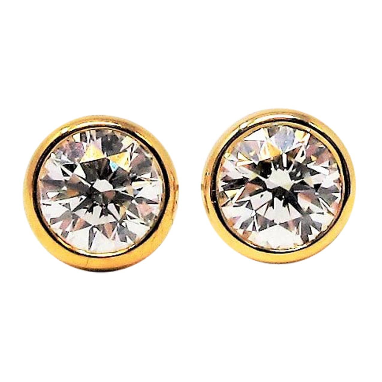 Tiffany & Co. Elsa Peretti Diamonds by the Yard 18 Karat Gold Stud Earrings
