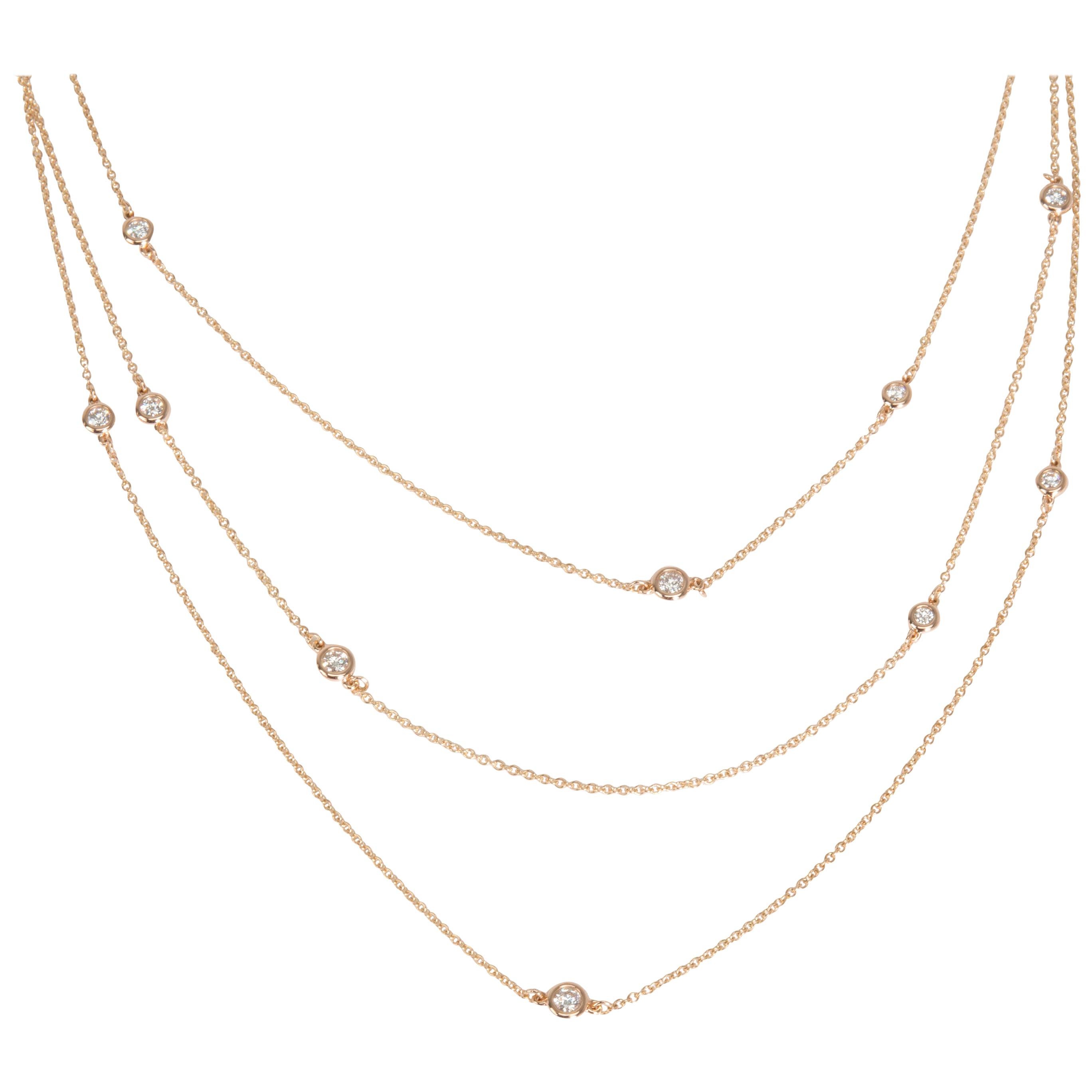 Tiffany & Co. Elsa Peretti Diamonds by the Yard 18k Rose Gold Necklace 1.20ctw