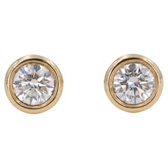 Tiffany & Co. Elsa Peretti Diamonds by the Yard Bezel Stud Earrings Yellow Gold