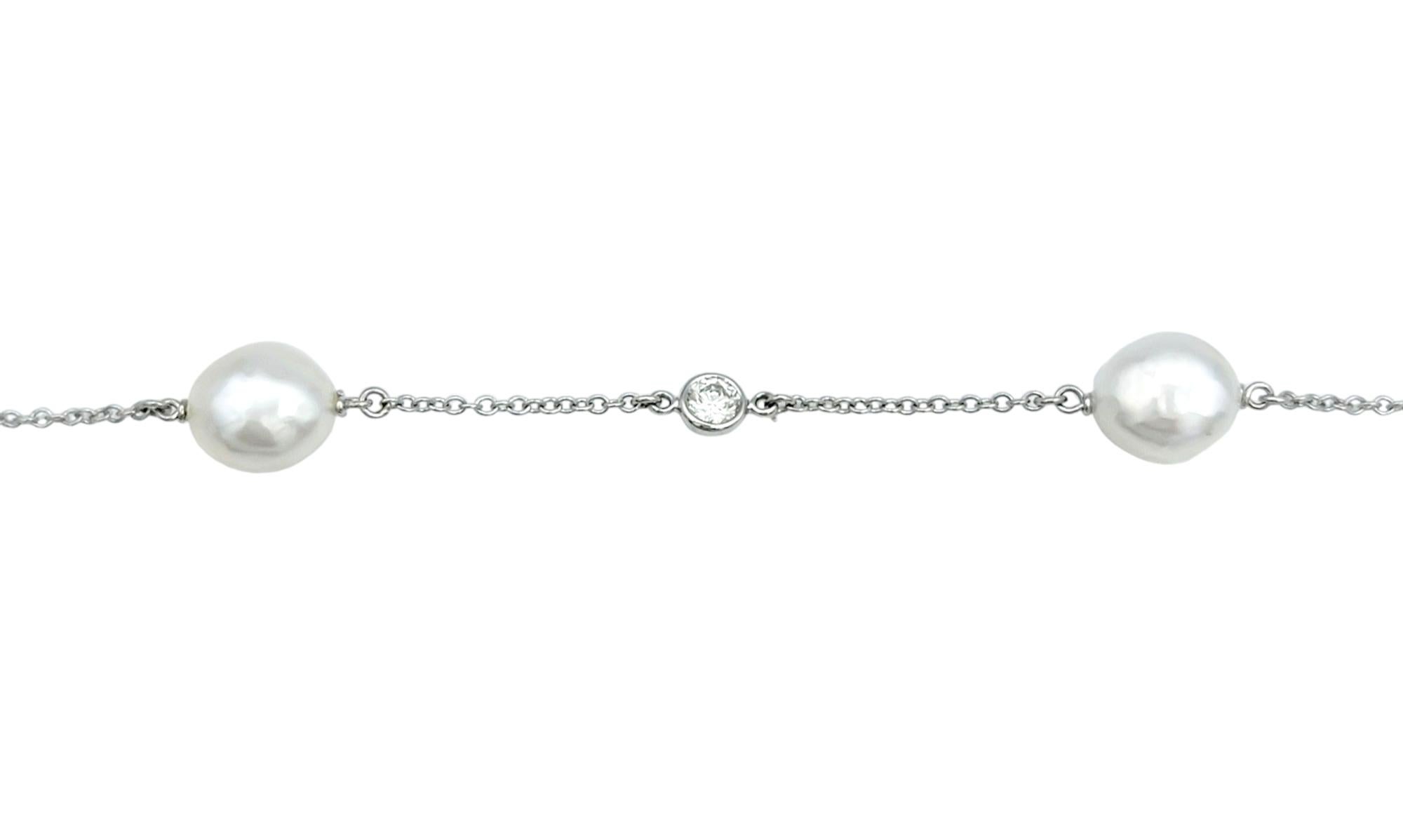 Tiffany & Co. Elsa Peretti Diamonds by the Yard Kettenarmband mit Keshi-Perlen (Zeitgenössisch) im Angebot