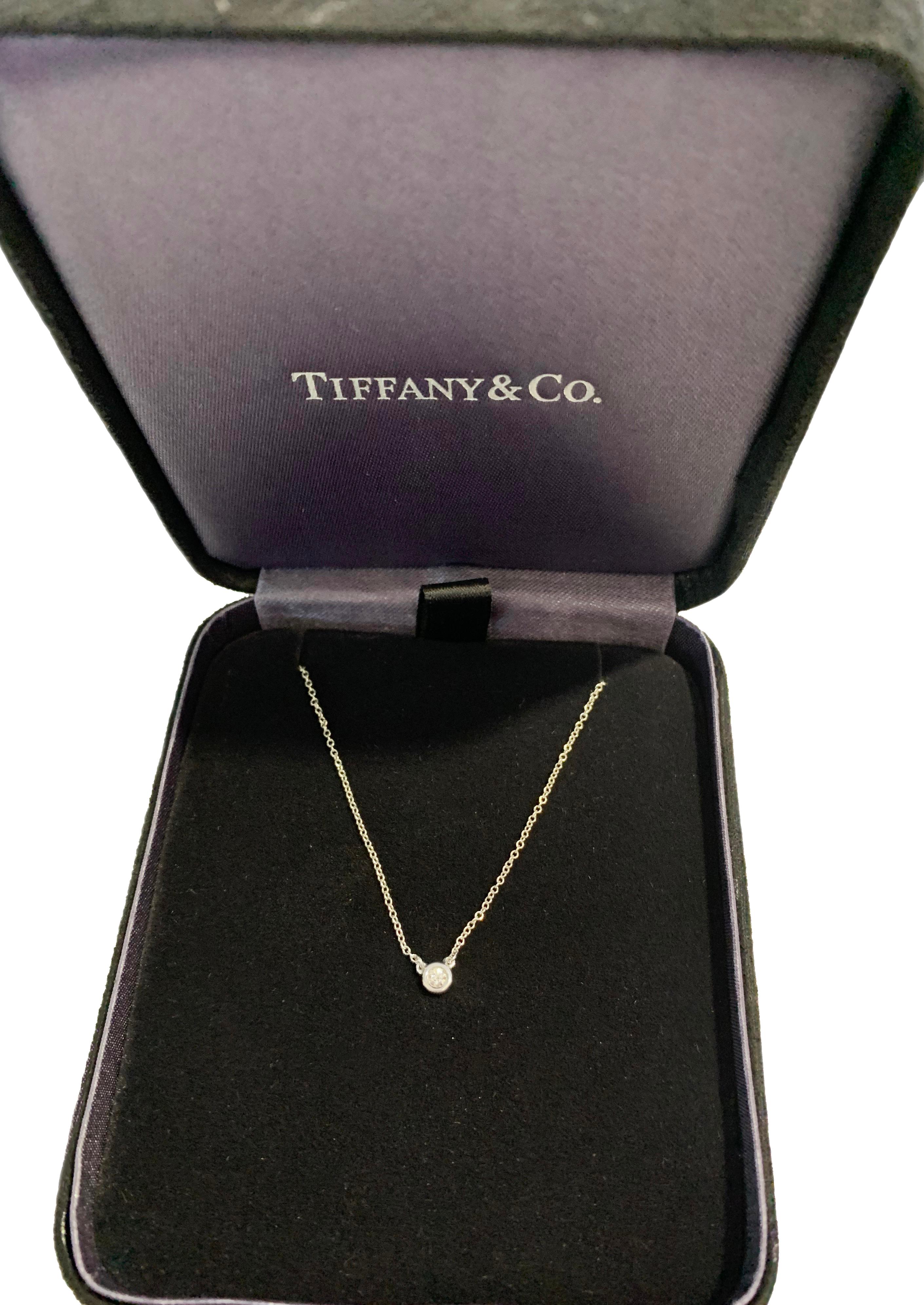 Round Cut Tiffany & Co. Elsa Peretti Diamonds by the Yard Diamond Pendant, 0.5ct. For Sale