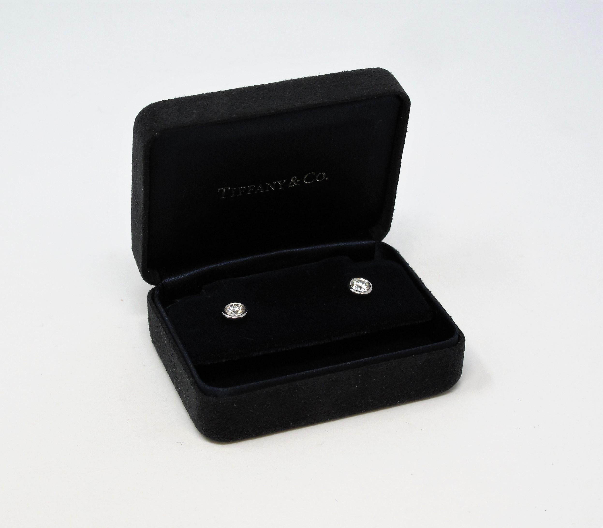 Tiffany & Co. Elsa Peretti Diamanten durch die Yard Diamant Platin Ohrstecker (Rundschliff)