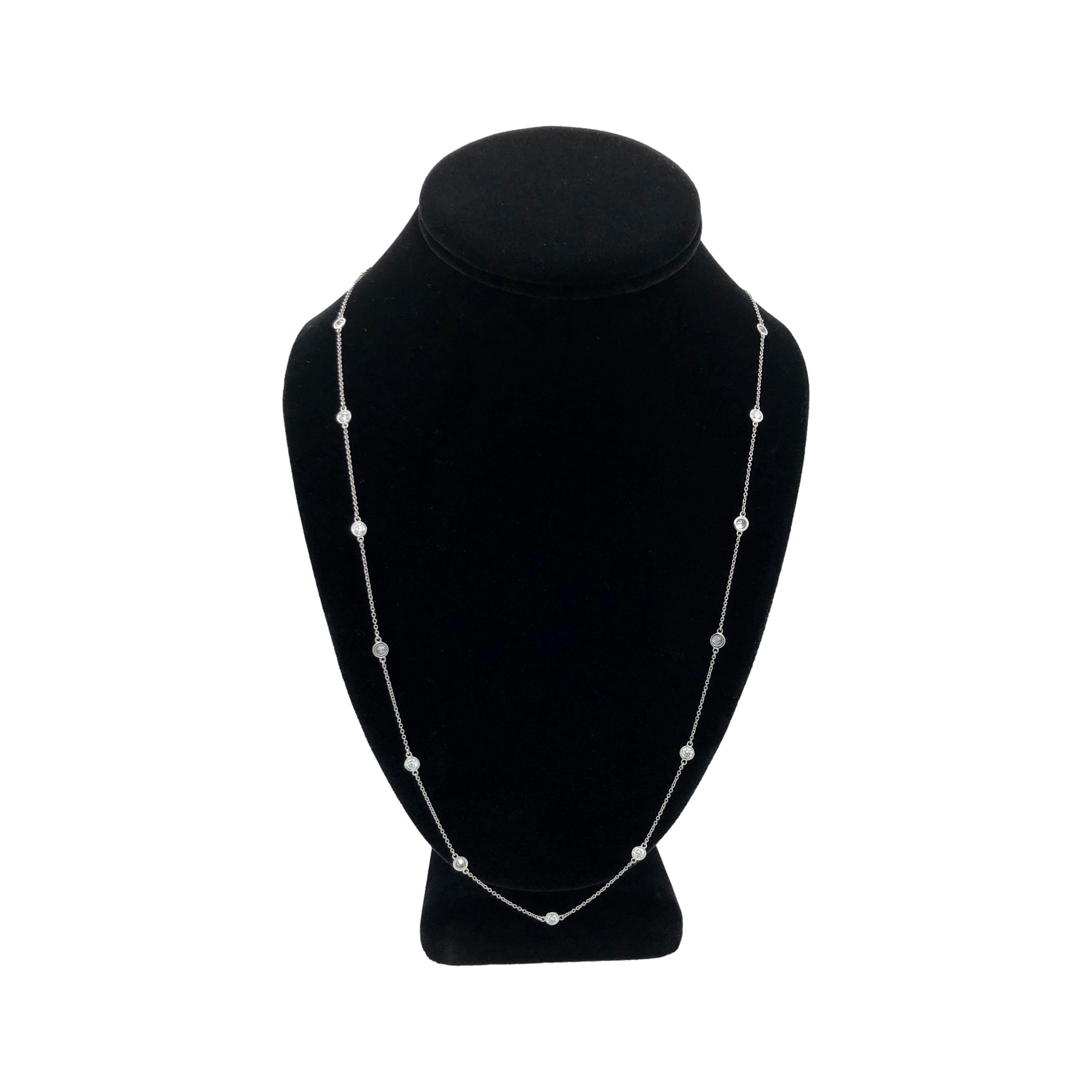 Round Cut Tiffany & Co. Elsa Peretti Diamonds by the Yard Necklace Platinum 2.70 Cts 30