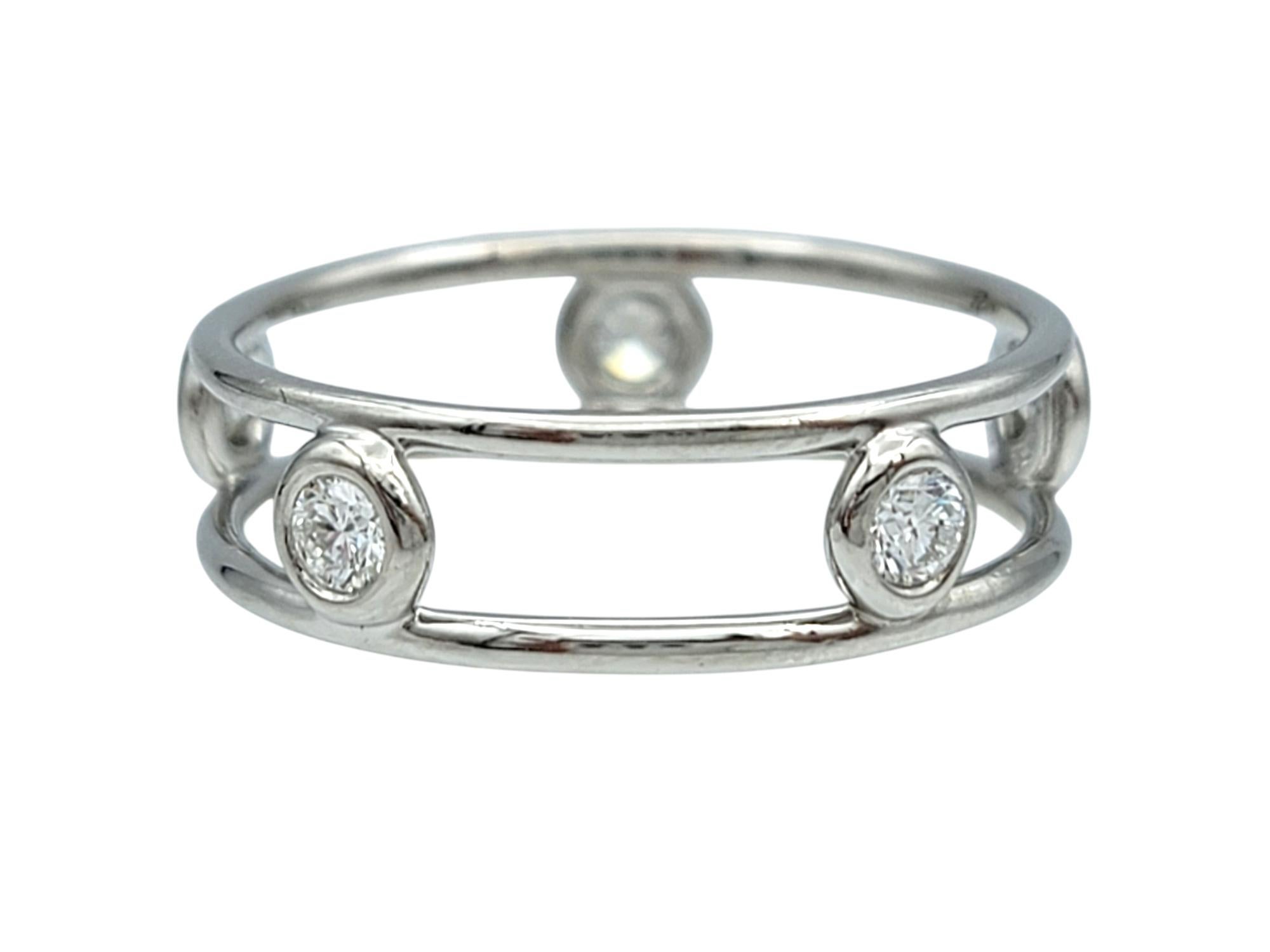 Round Cut Tiffany & Co. Elsa Peretti Diamonds by the Yard Negative Space Band Ring For Sale