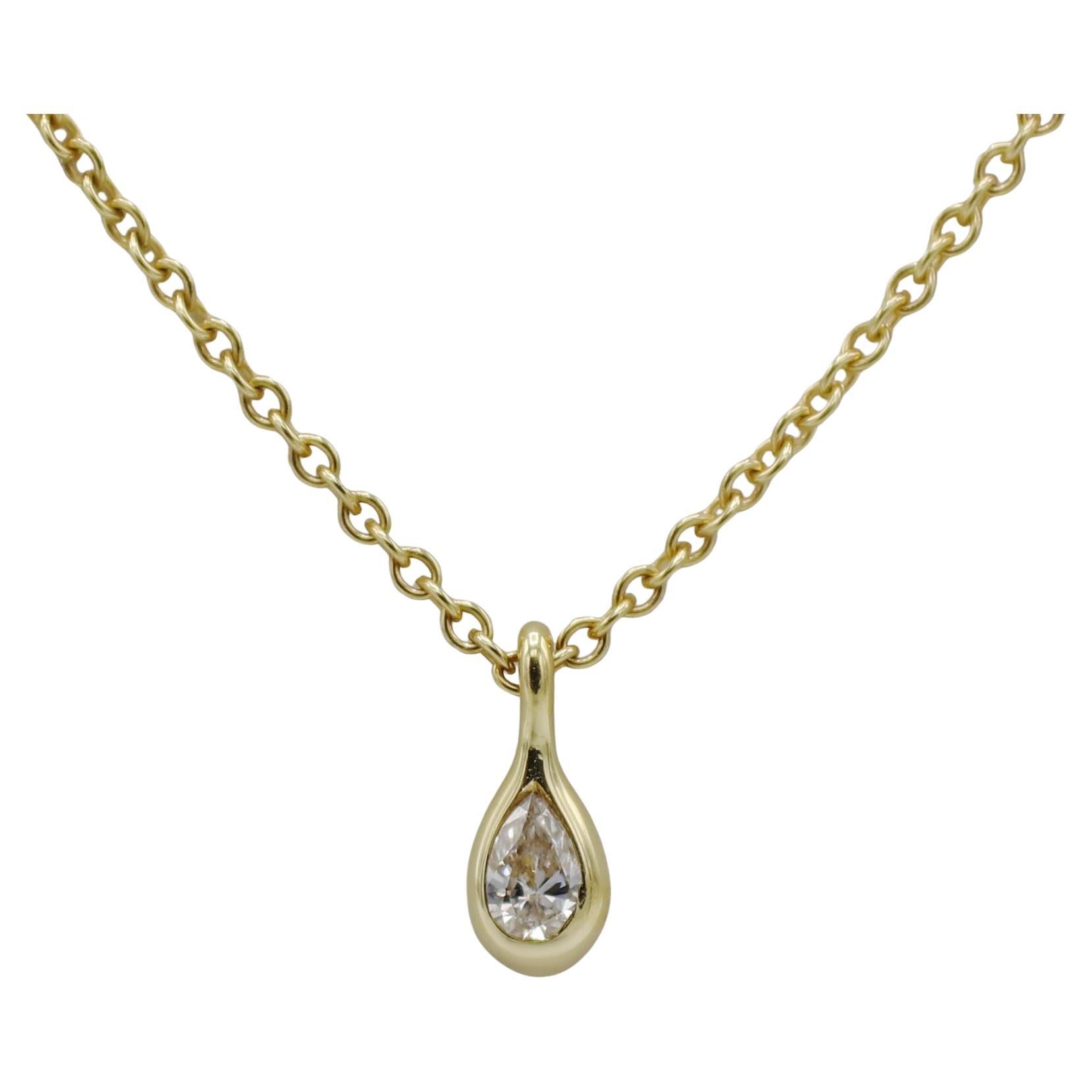 Tiffany & Co. Elsa Peretti Diamonds By The Yard Pear Shaped Pendant Necklace
