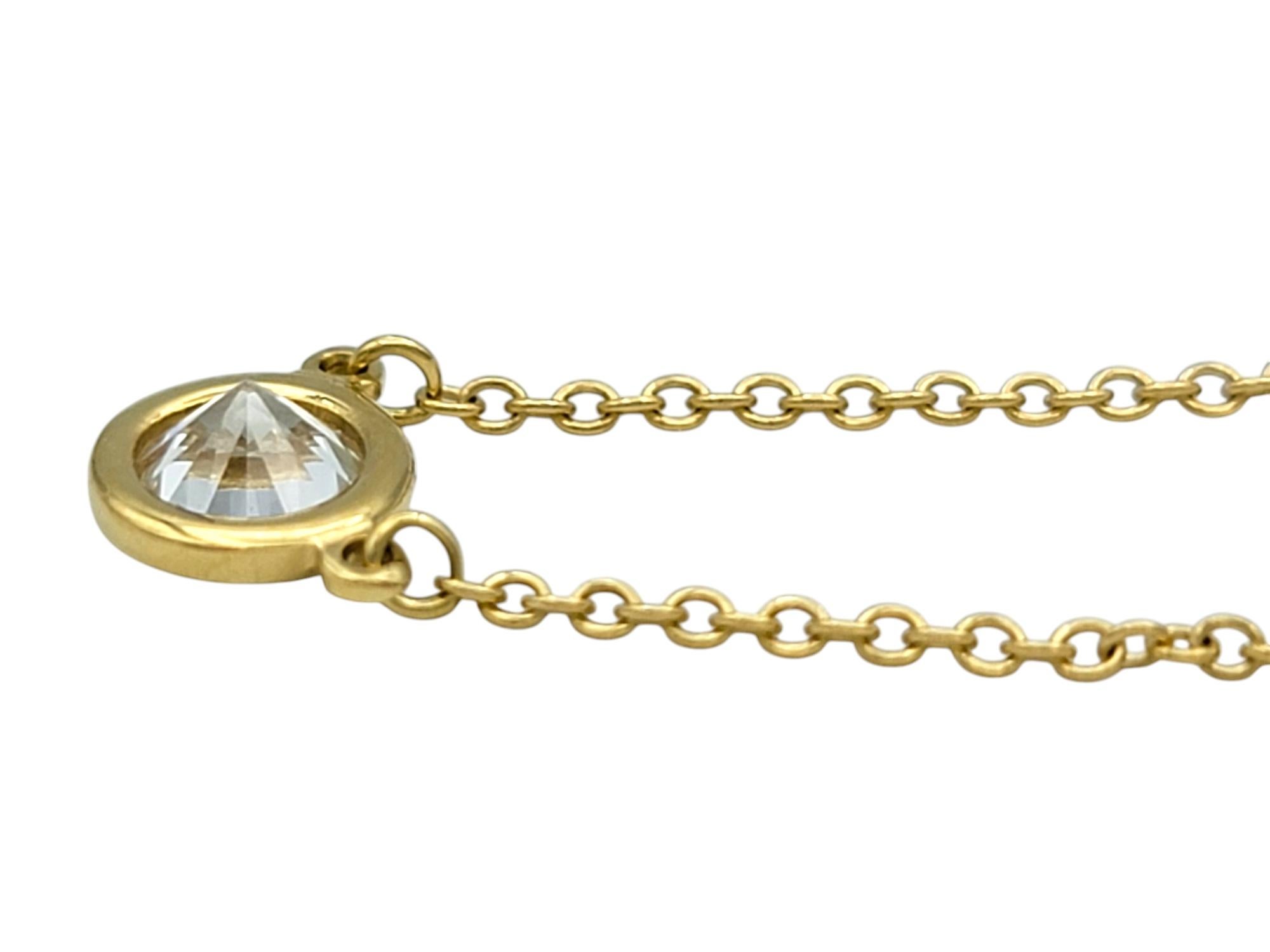Round Cut Tiffany & Co. Elsa Peretti Diamonds by the Yard Pendant Necklace 18 Karat Gold For Sale