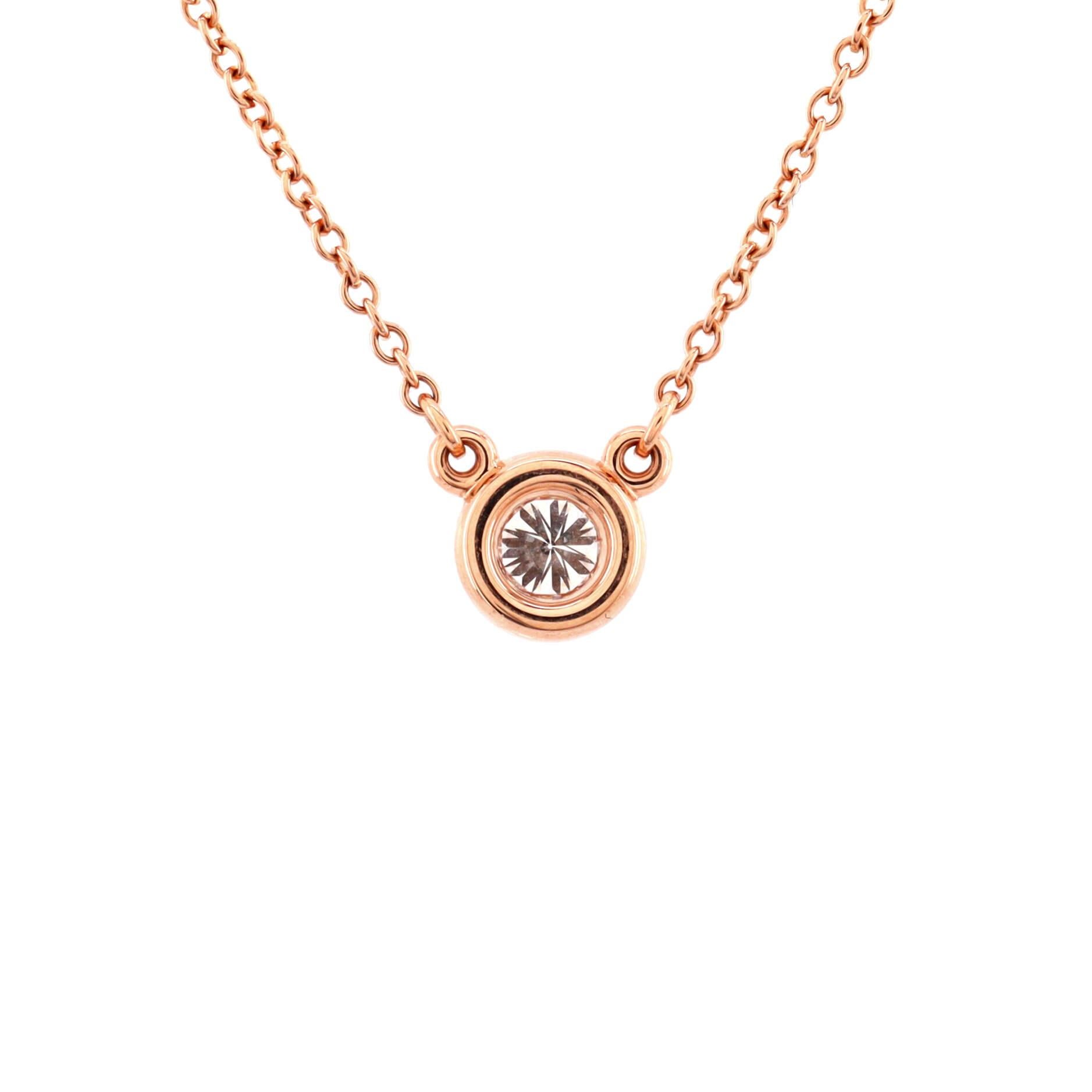 Tiffany & Co. Elsa Peretti Diamanten By The Yard-Halskette mit Anhänger aus 18 Karat Roségold im Zustand „Gut“ in New York, NY