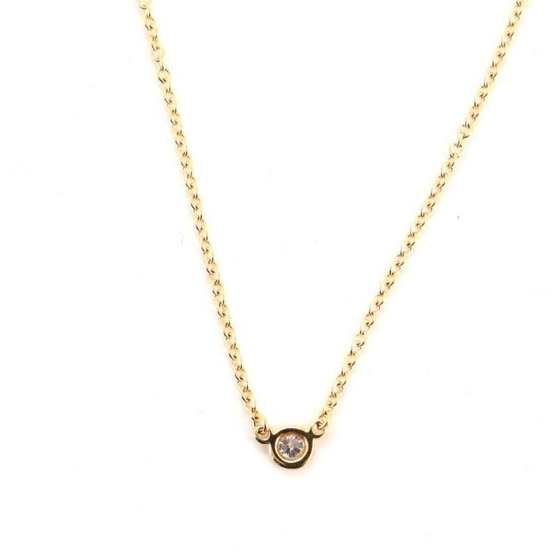 Round Cut Tiffany & Co. Elsa Peretti Diamonds by the Yard Pendant Necklace 18 Karat Gold