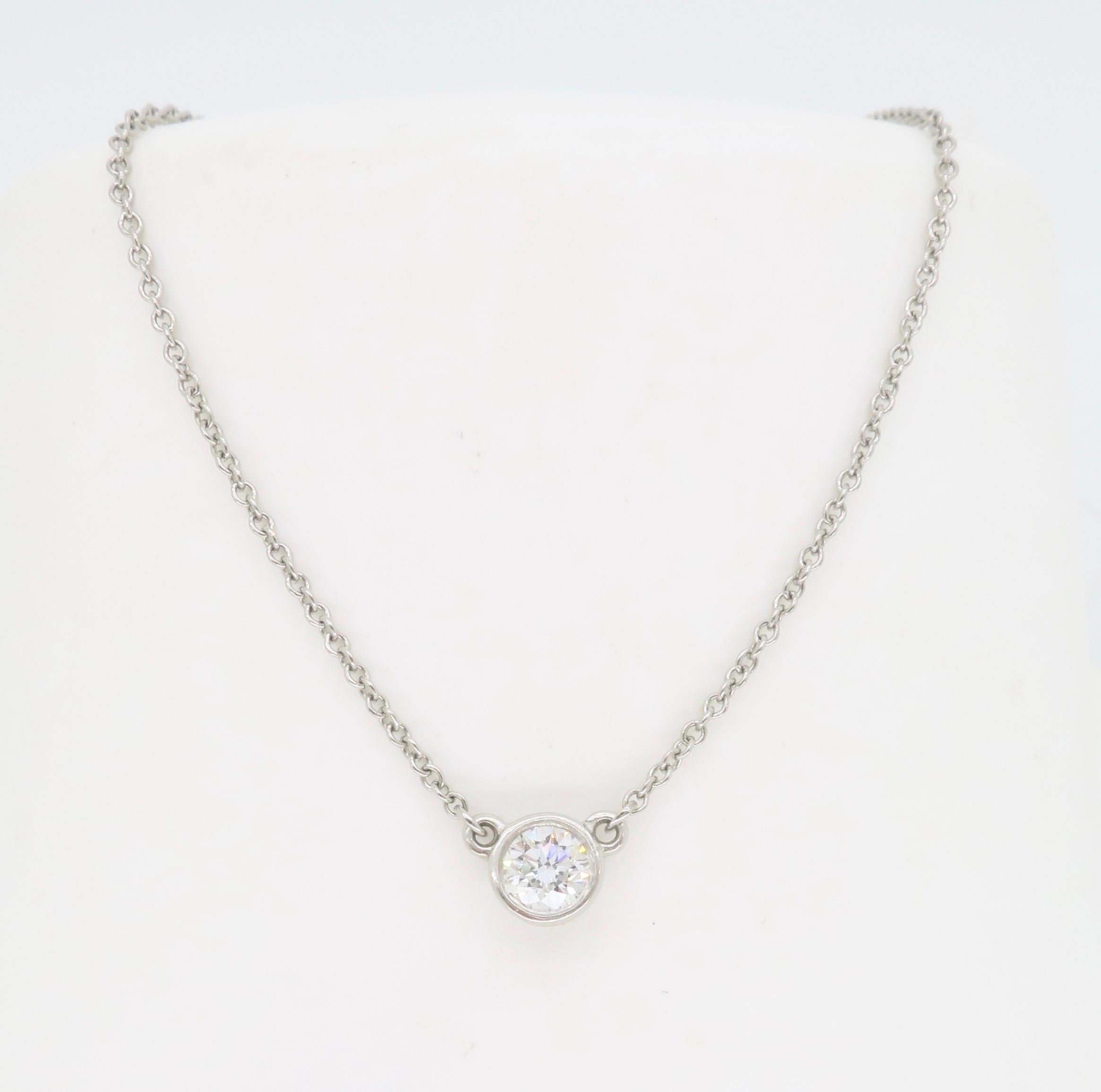 Women's or Men's Tiffany & Co. Elsa Peretti Diamonds by the Yard Pendant Necklace in Platinum