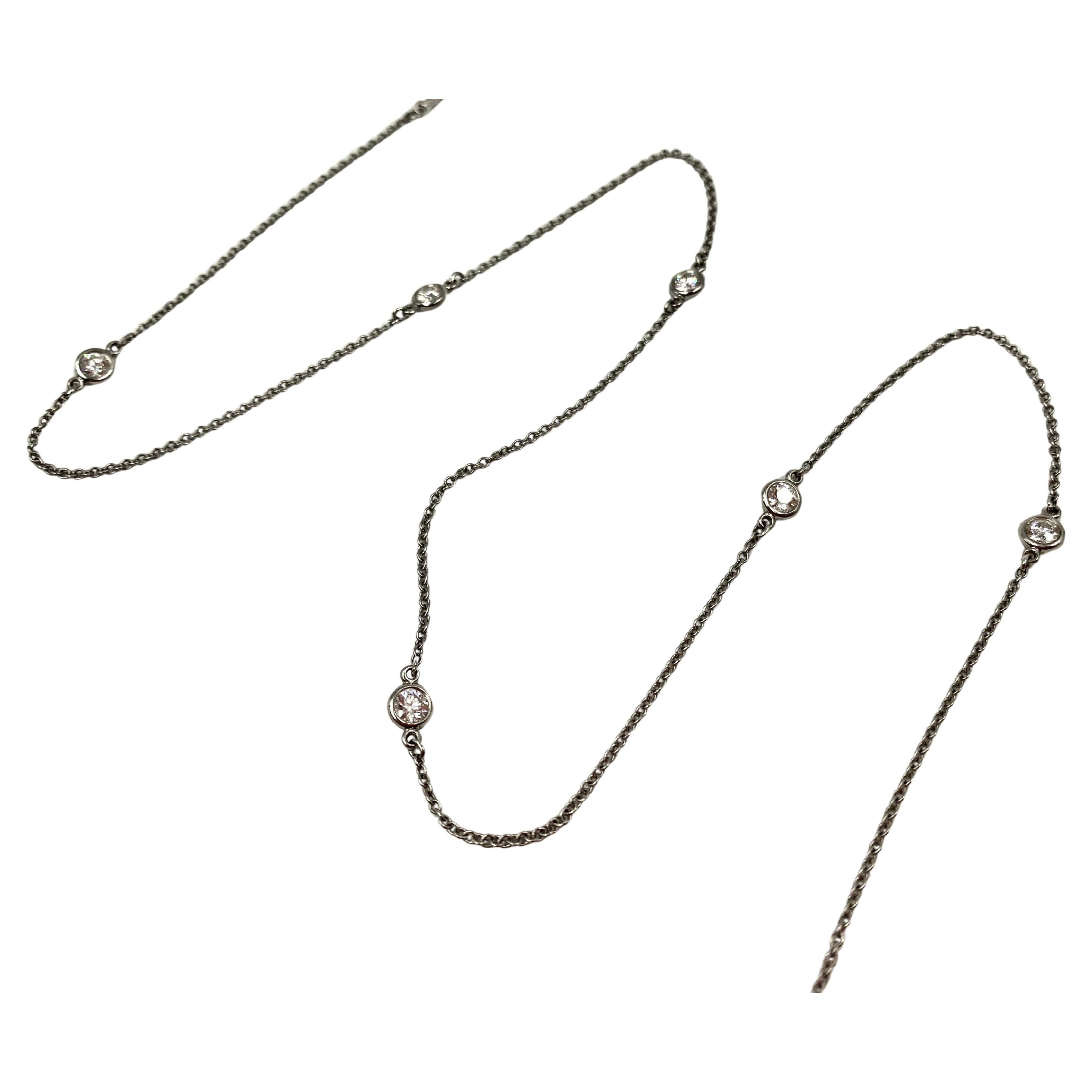 Tiffany 
Co. Elsa Peretti Diamonds By The Yard Platinum .77TCW Diamond Necklace en venta