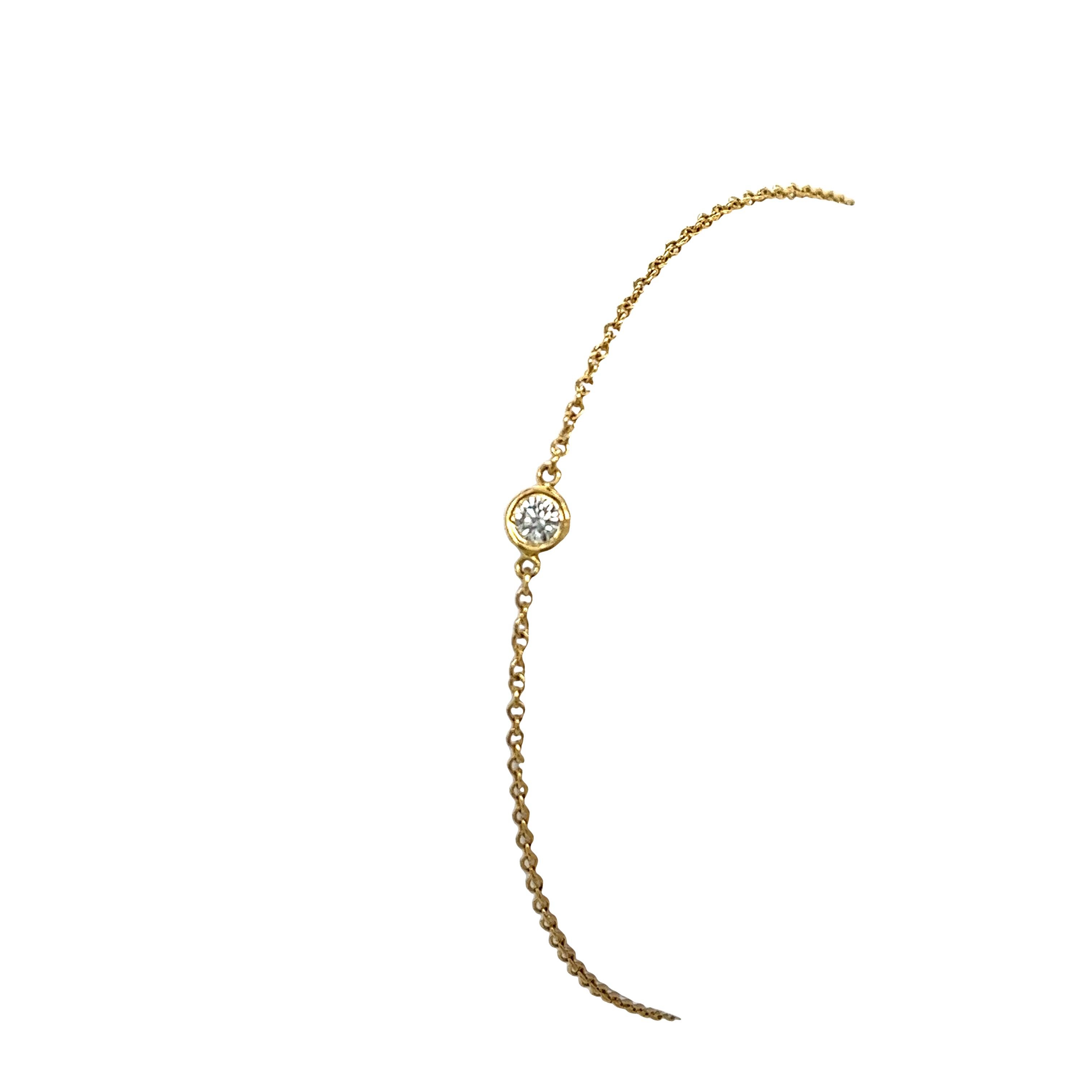 Tiffany &Co Elsa Peretti Diamonds by the yard Single Diamond in 18ct Yellow Gold For Sale 1