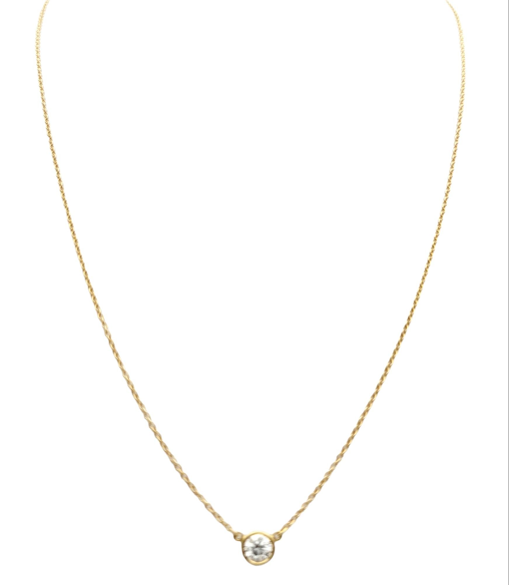 Round Cut Tiffany & Co. Elsa Peretti Diamonds by the Yard Solitaire Pendant Necklace F/VS1
