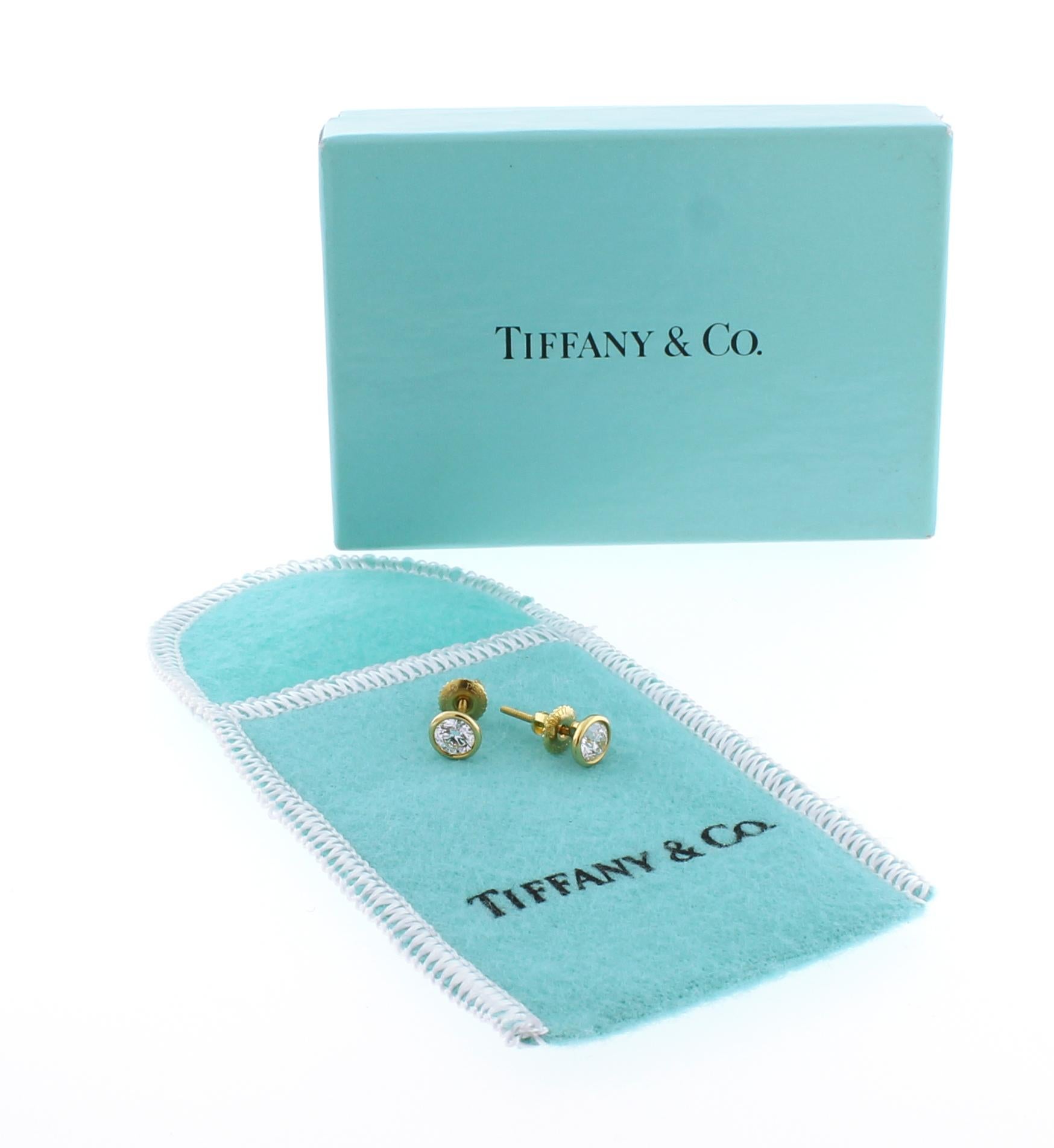 Round Cut Tiffany & Co. Elsa Peretti Diamonds by the Yard Stud Earrings