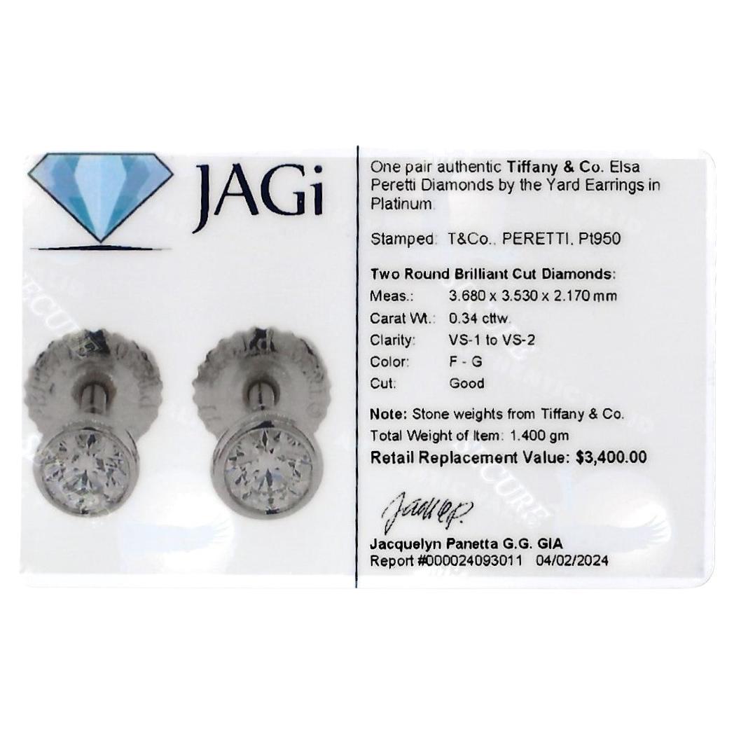 Tiffany & Co. Elsa Peretti Diamonds by the Yard Stud Earrings Set in Platinum For Sale 6