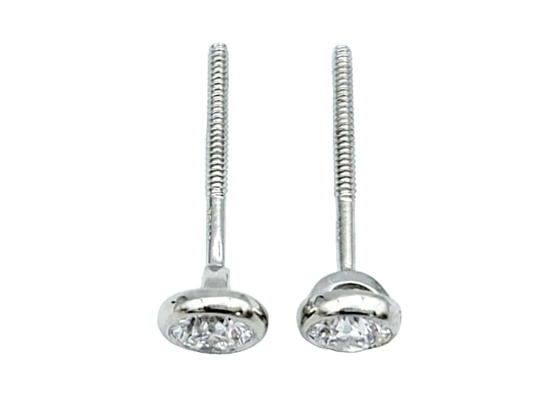 Round Cut Tiffany & Co. Elsa Peretti Diamonds by the Yard Stud Earrings Set in Platinum For Sale