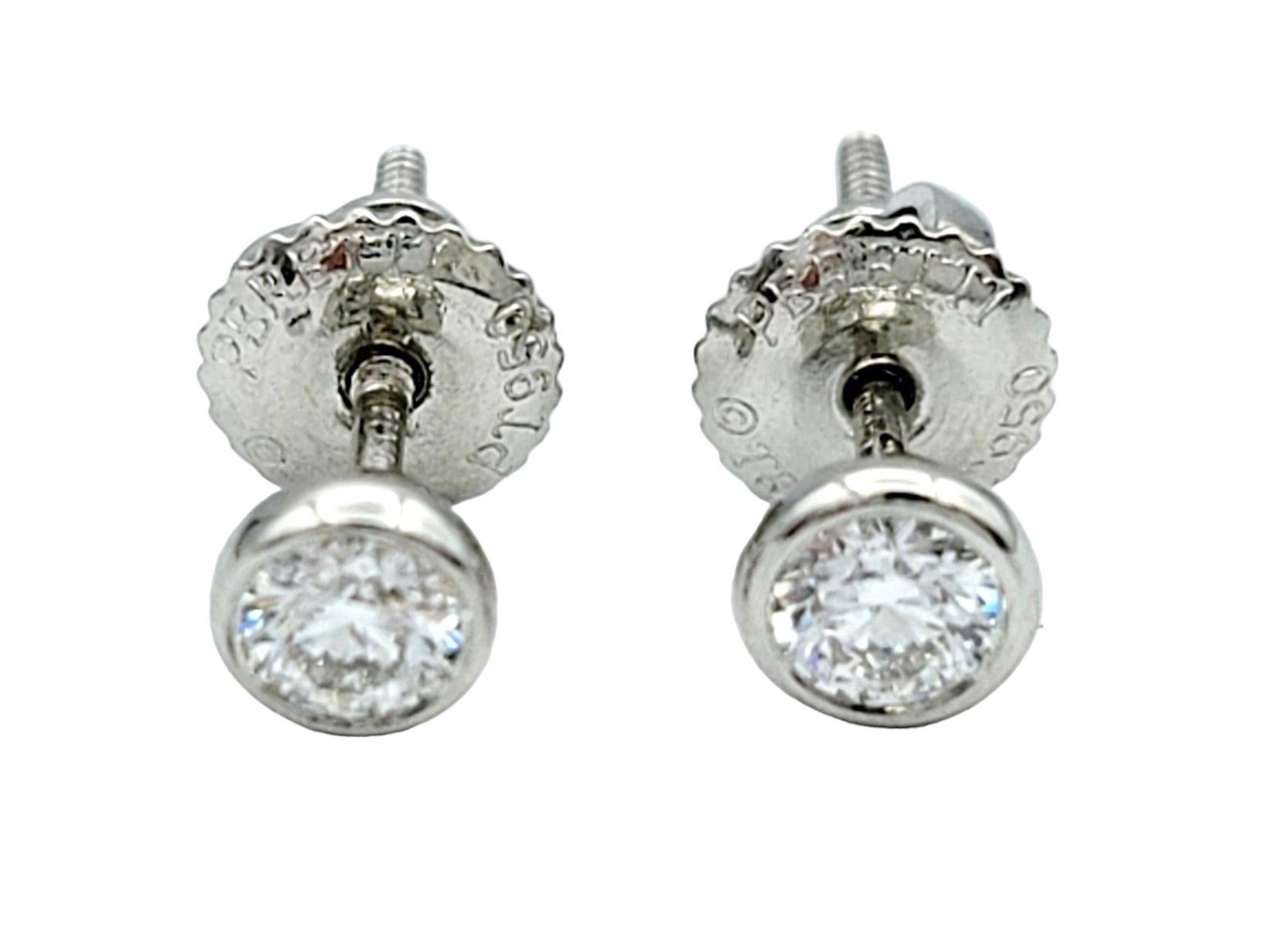 Women's or Men's Tiffany & Co. Elsa Peretti Diamonds by the Yard Stud Earrings Set in Platinum For Sale