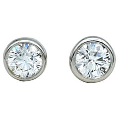 Used Tiffany & Co. Elsa Peretti Diamonds by the Yard Stud Earrings Set in Platinum