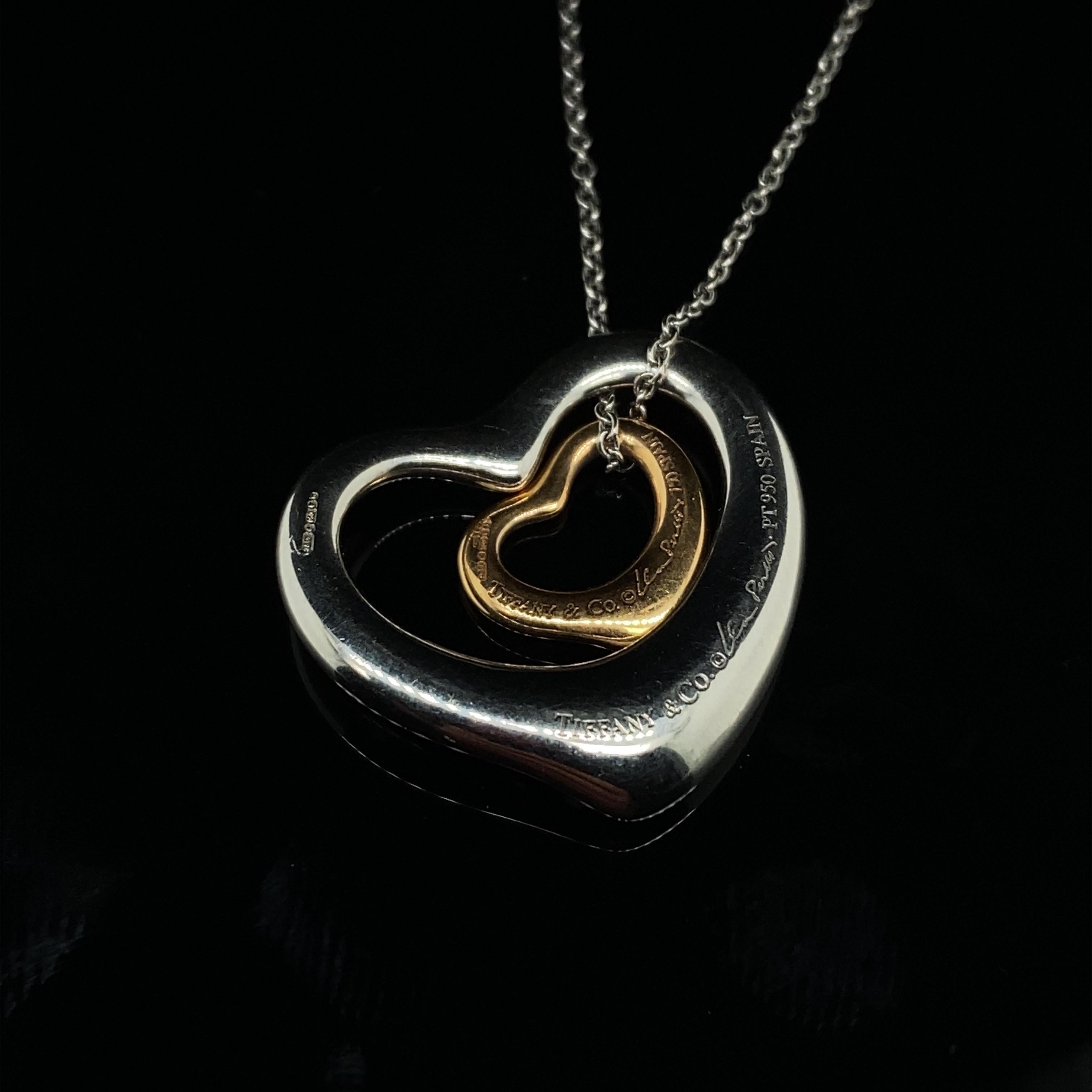 Modern Tiffany & Co. Elsa Peretti Double Open Heart Diamond Set Necklace
