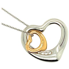 Tiffany & Co. Elsa Peretti Double Open Heart Diamond Set Necklace