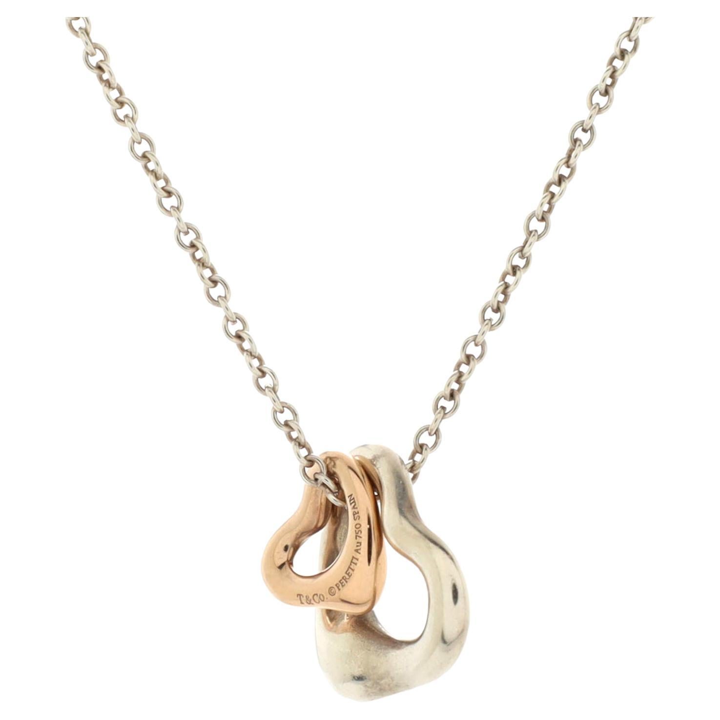 Tiffany & Co. Elsa Peretti Double Open Heart Pendant Necklace Sterling Silver