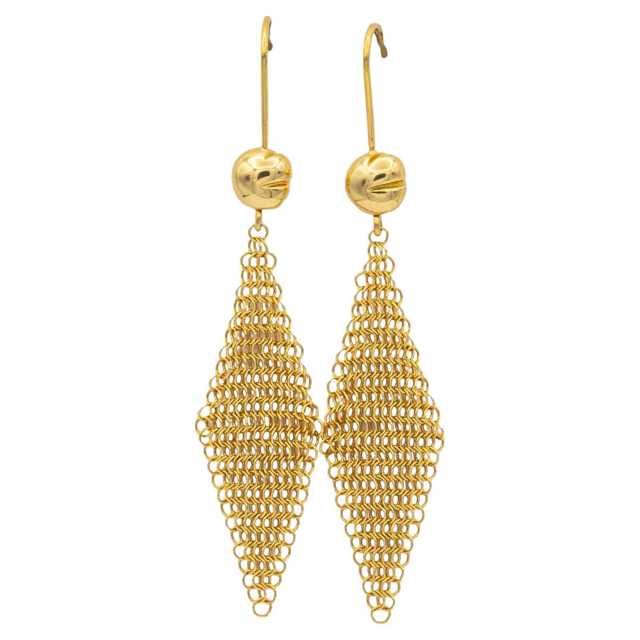 Tiffany & Co. Elsa Peretti Drop Mesh Earrings in 18K Yellow Gold, Circa 1981