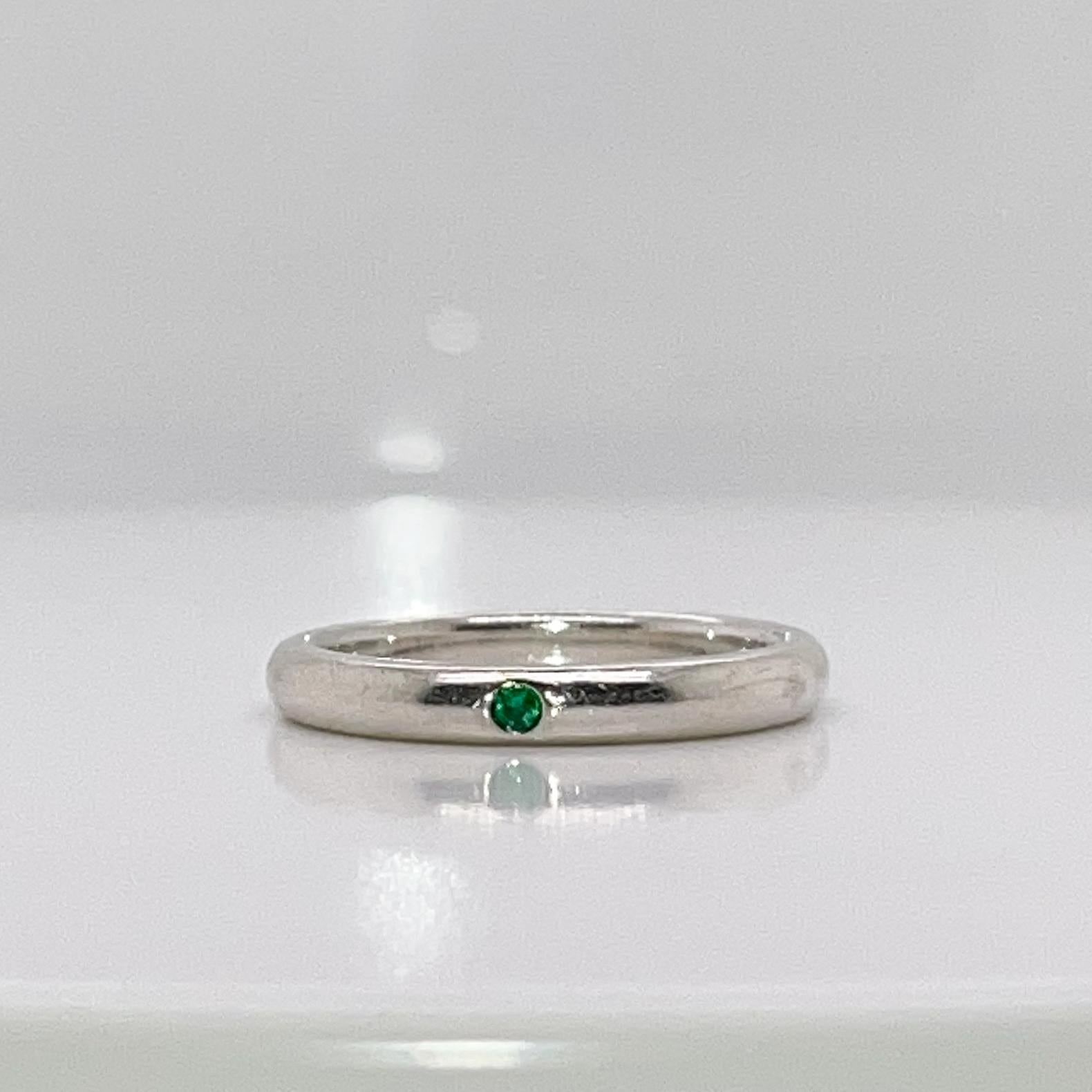 Modern Tiffany & Co. Elsa Peretti Emerald & Sterling Silver Stacking Band Ring  