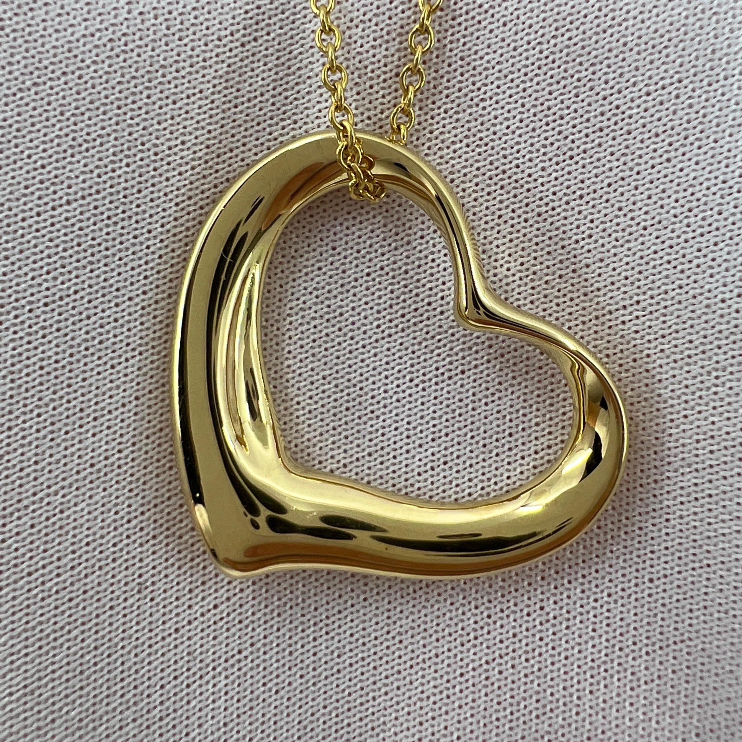 Tiffany & Co. Elsa Peretti Collier pendentif très grand cœur ouvert en or 18 carats en vente 6