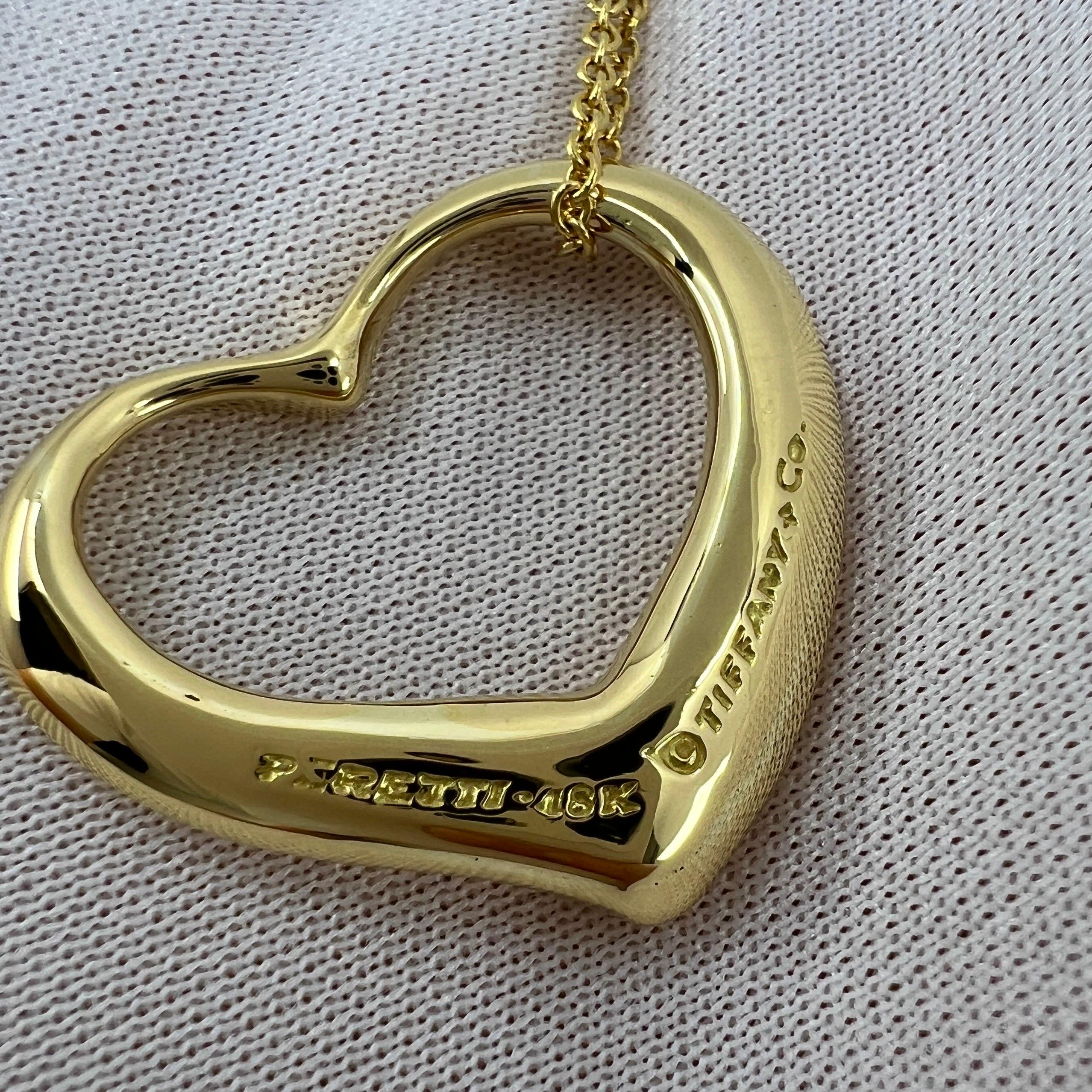 Tiffany & Co. Elsa Peretti Extra Large Open Heart 18k Gold Pendant Necklace 4