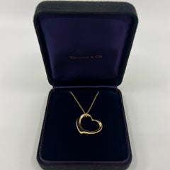 Tiffany & Co. Elsa Peretti Extra Large Open Heart 18k Gold Pendant Necklace 28mm
