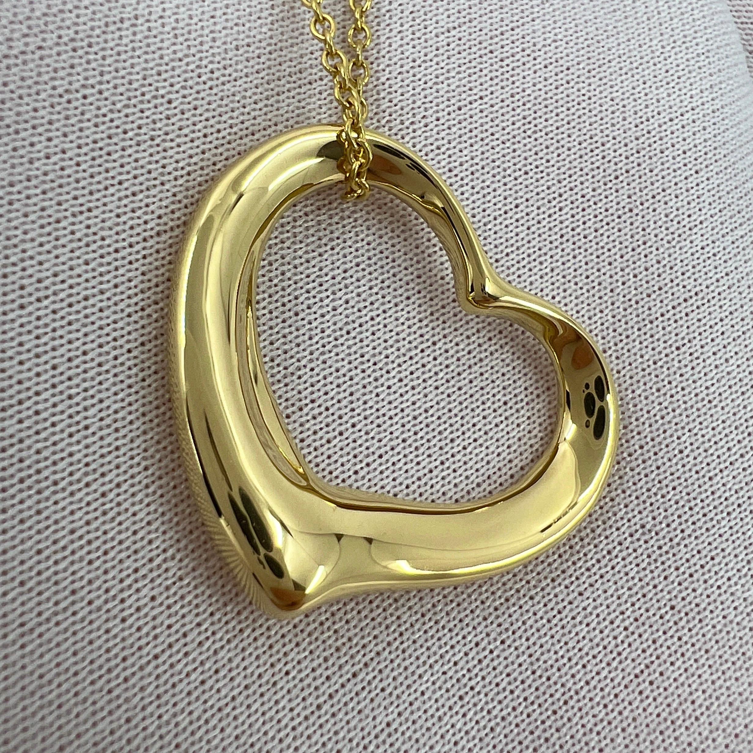 Women's or Men's Tiffany & Co. Elsa Peretti Extra Large Open Heart 18k Gold Pendant Necklace For Sale