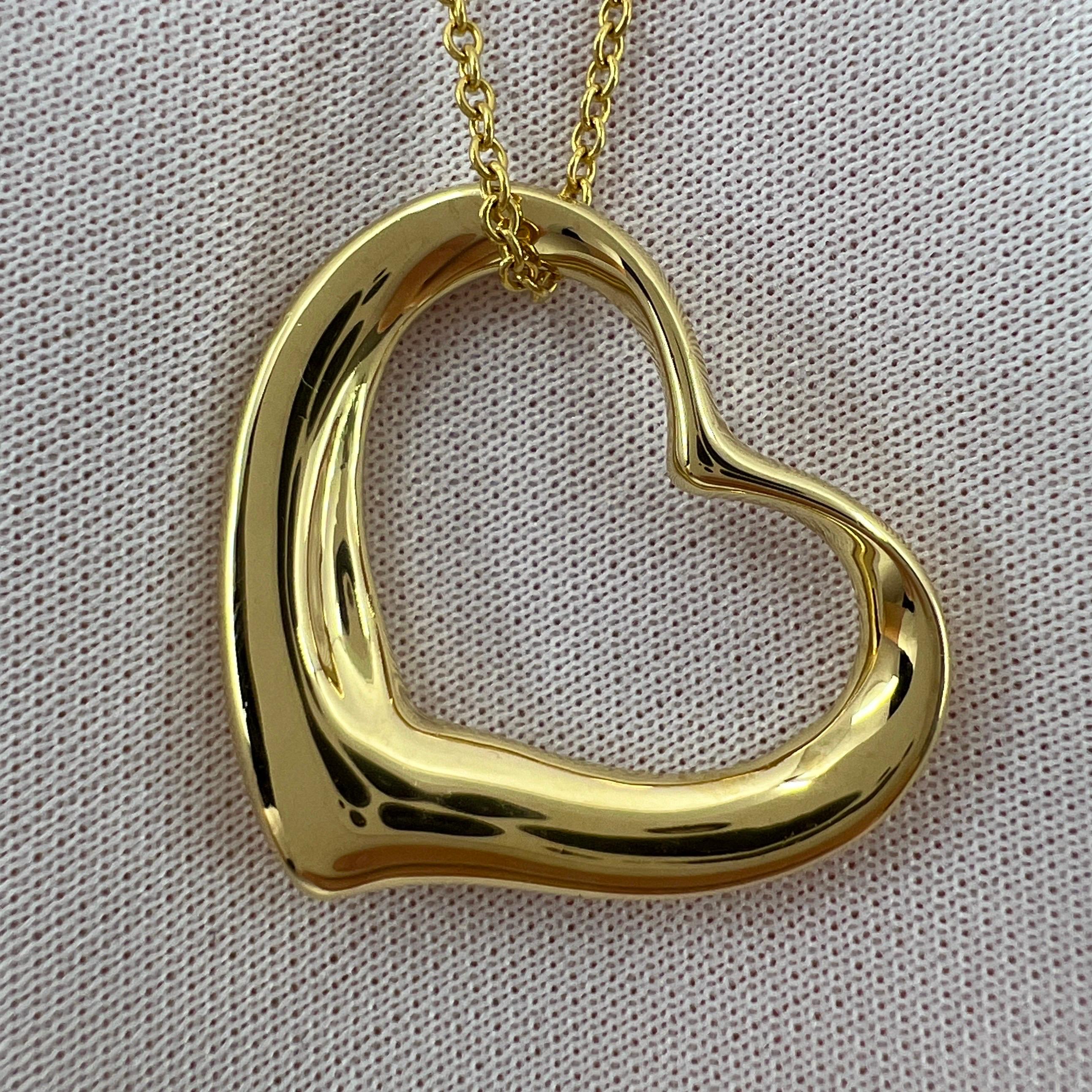 Tiffany & Co. Elsa Peretti Collier pendentif très grand cœur ouvert en or 18 carats en vente 1