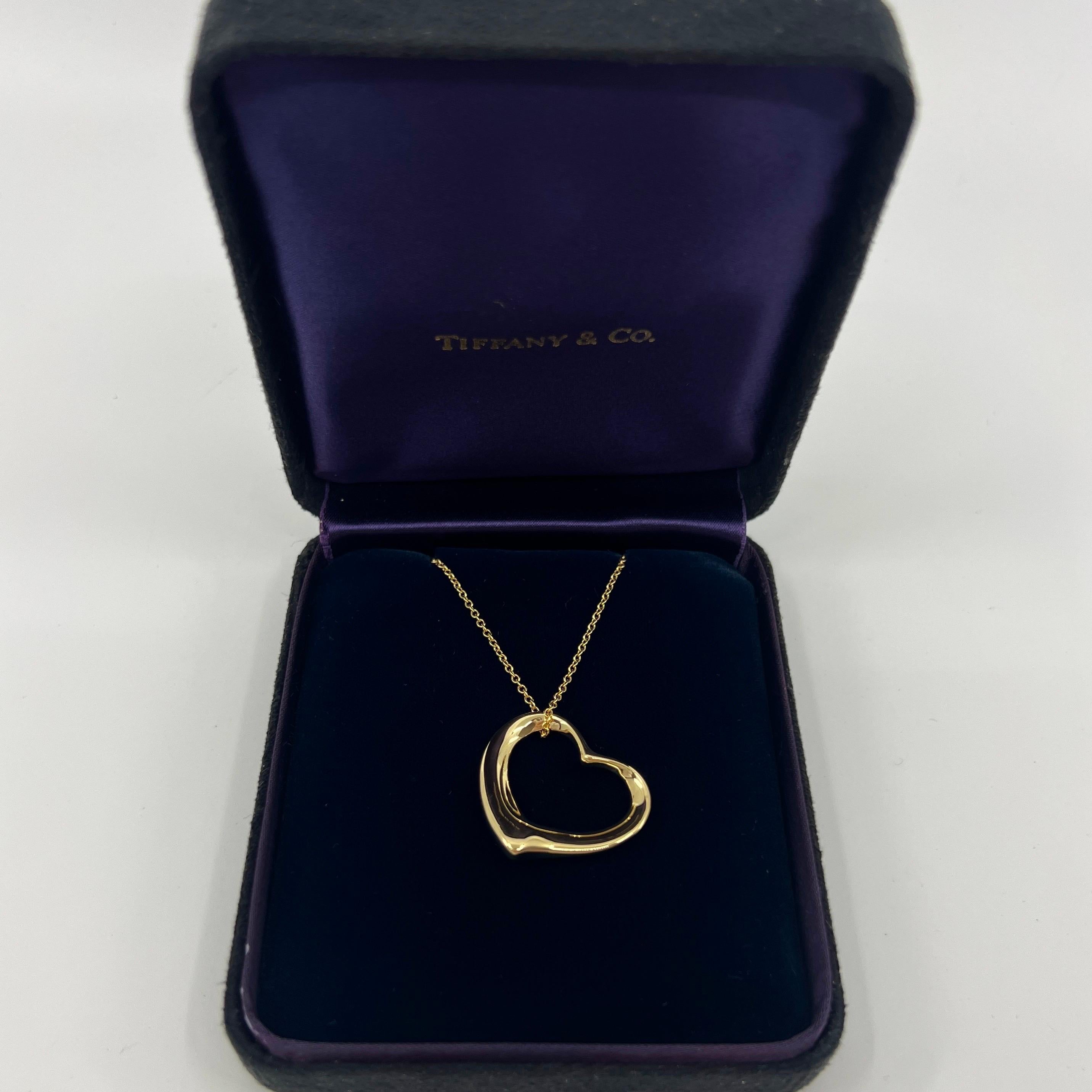 Tiffany & Co. Elsa Peretti Extra Large Open Heart 18k Gold Pendant Necklace In Excellent Condition In Birmingham, GB